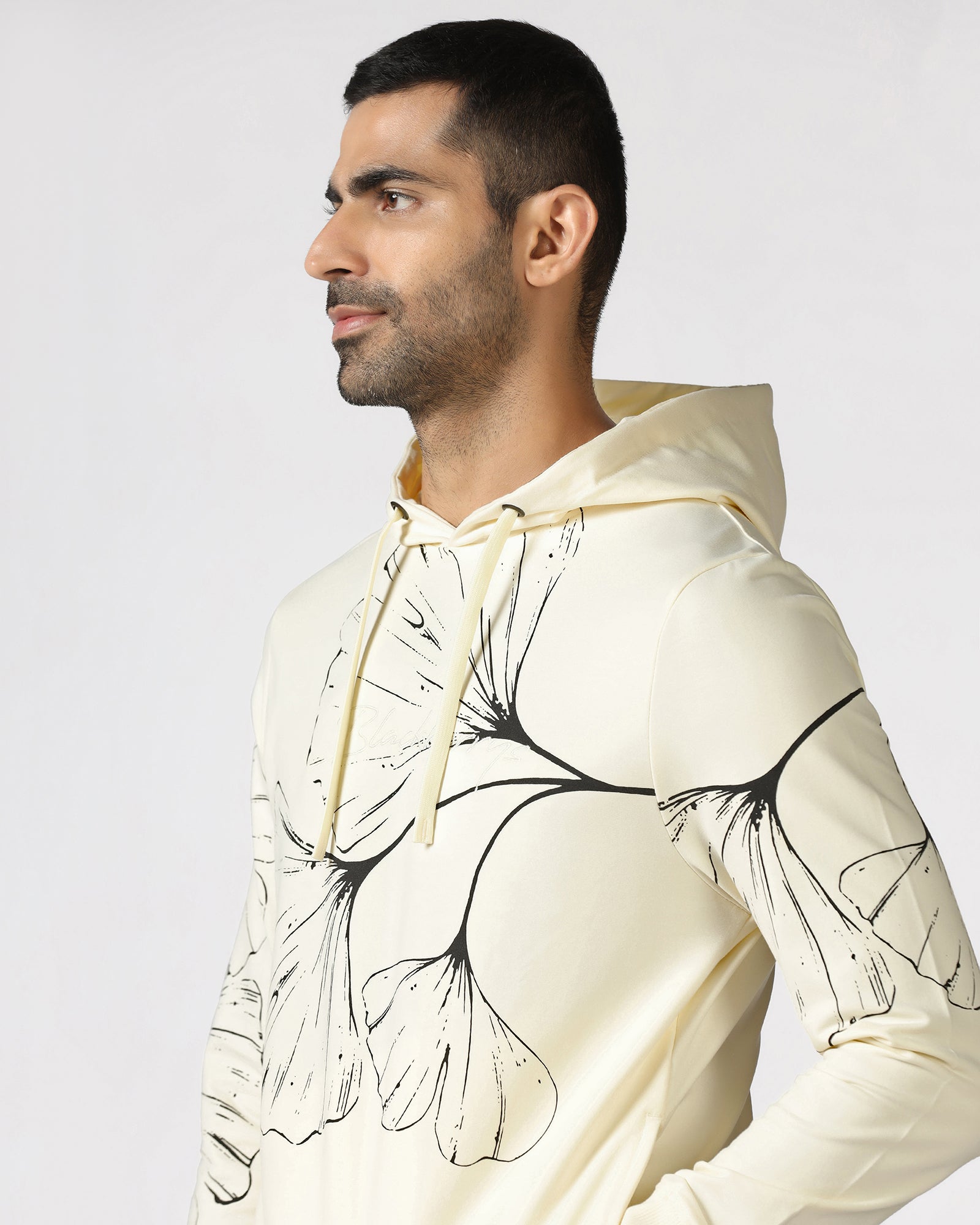 Off White Hoodie Solid Sweatshirt - Gecko