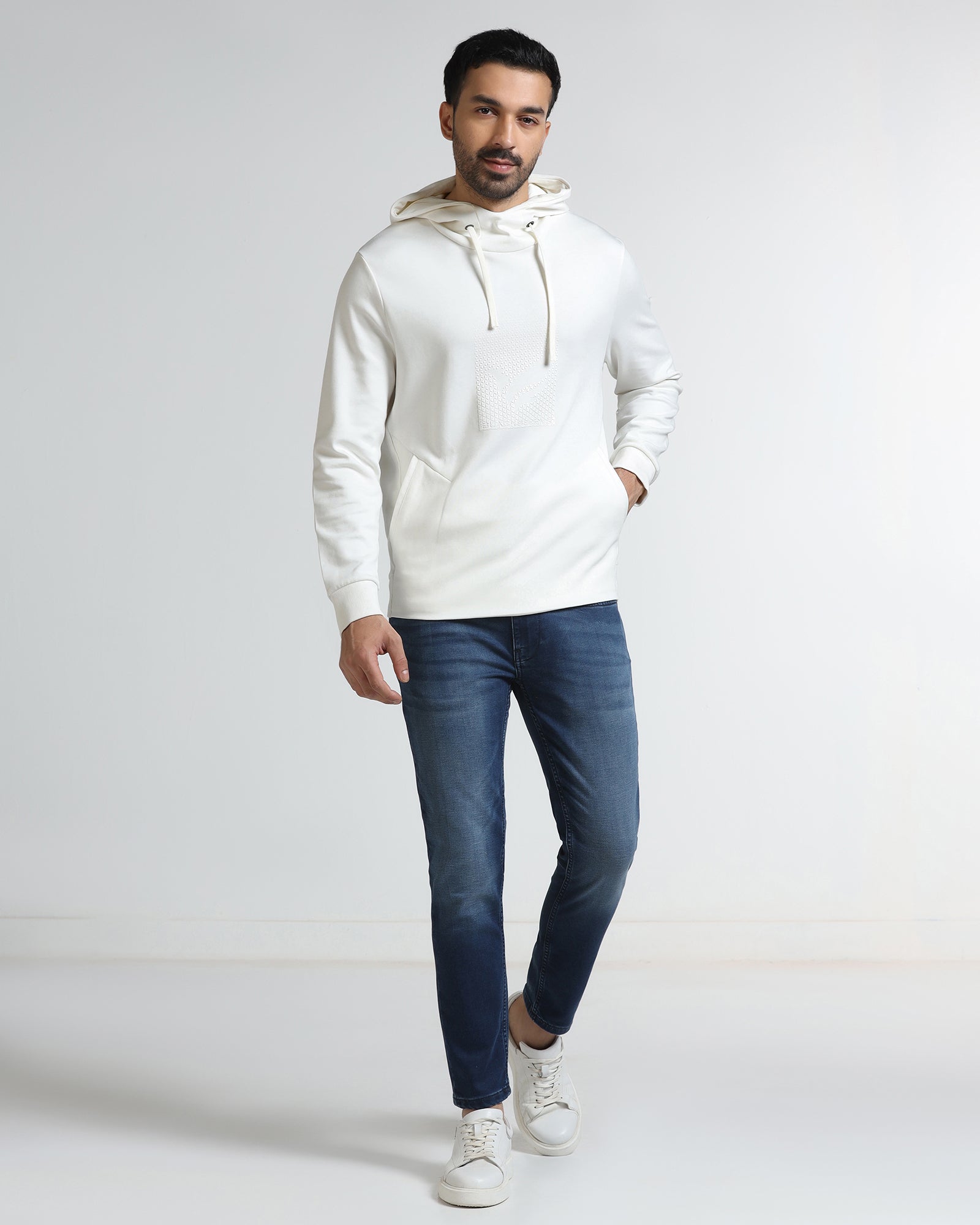 Off White Hoodie Solid Sweatshirt - Tempo