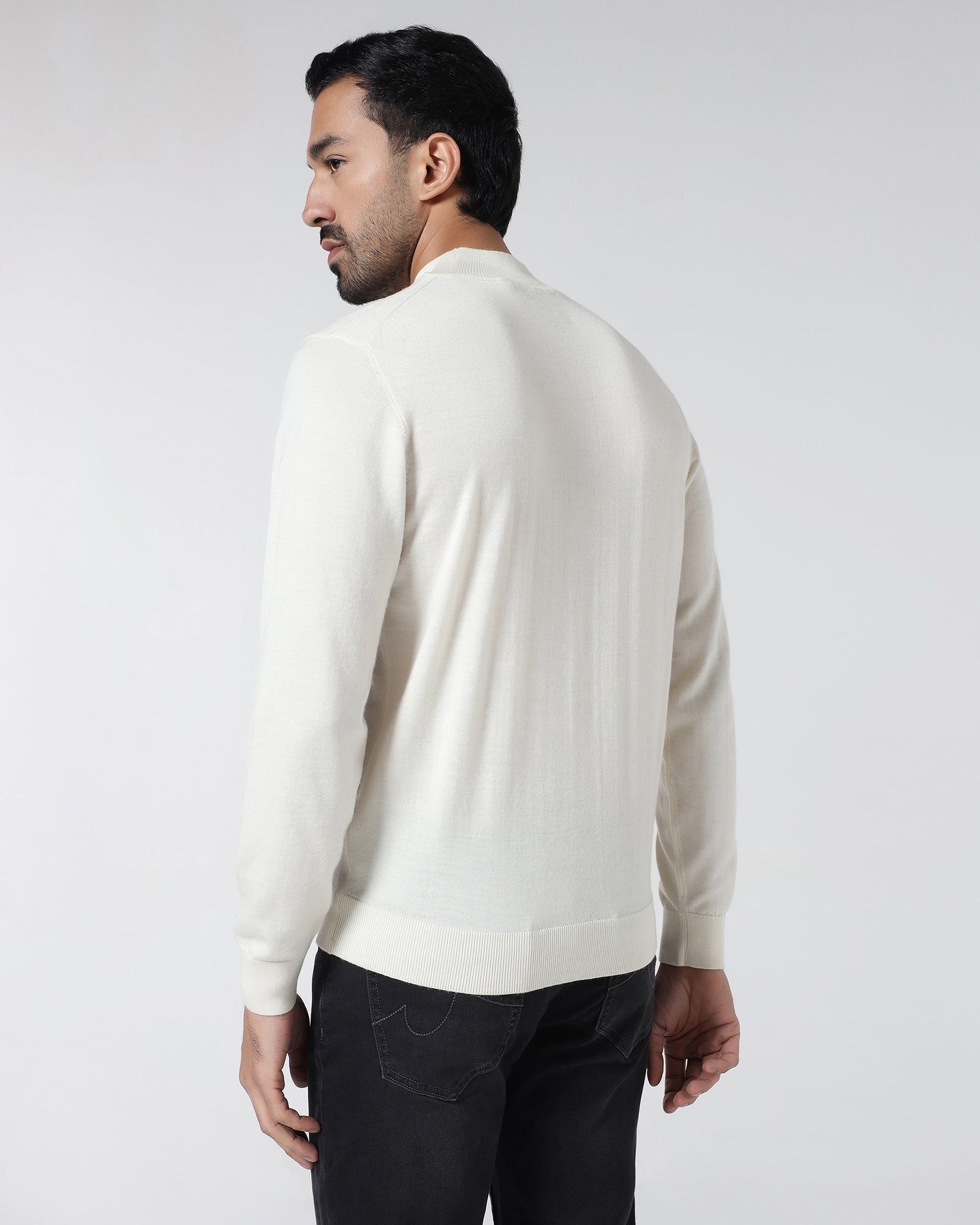Off White Solid Sweater - Jester