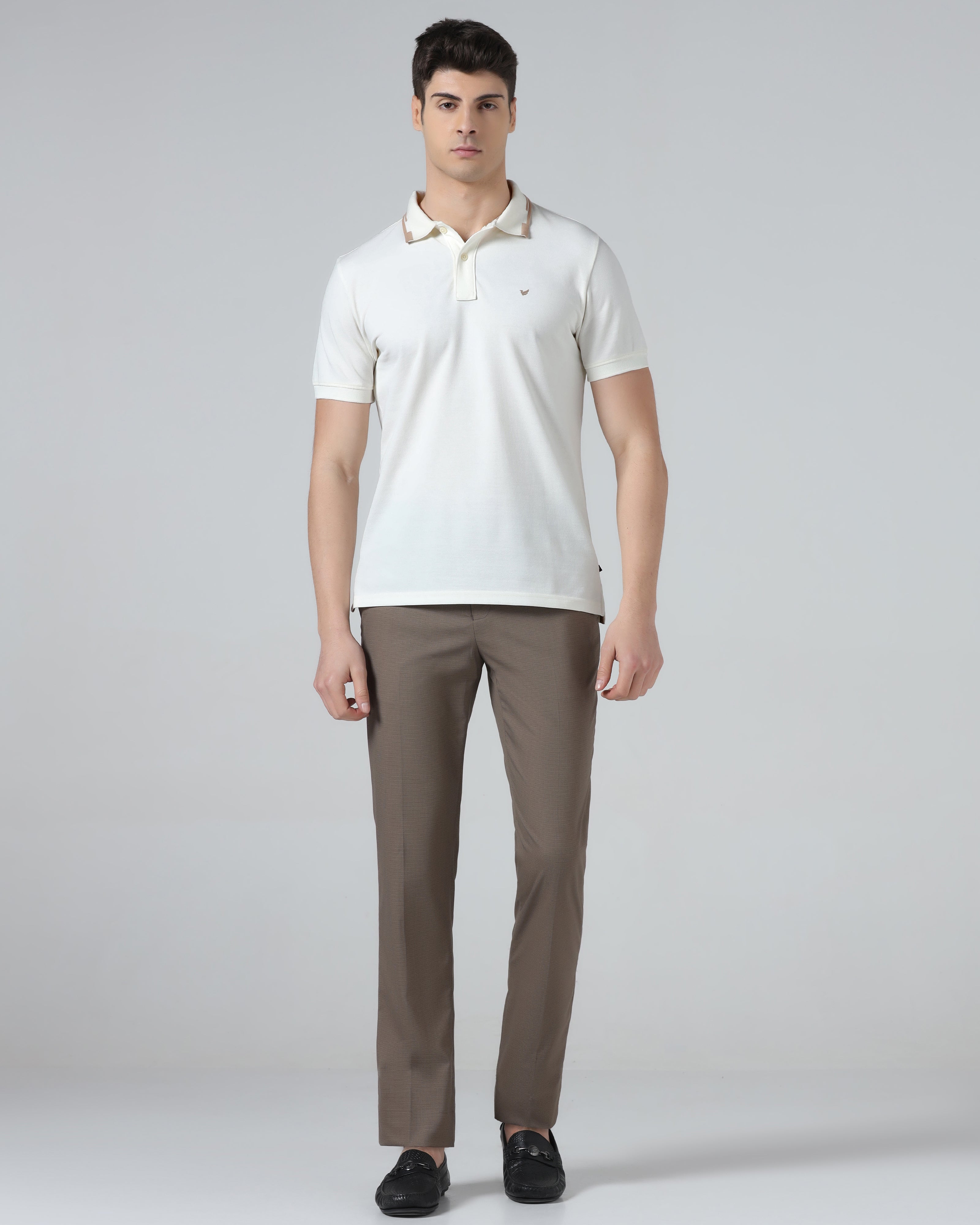 Off White Solid Polo - Levi