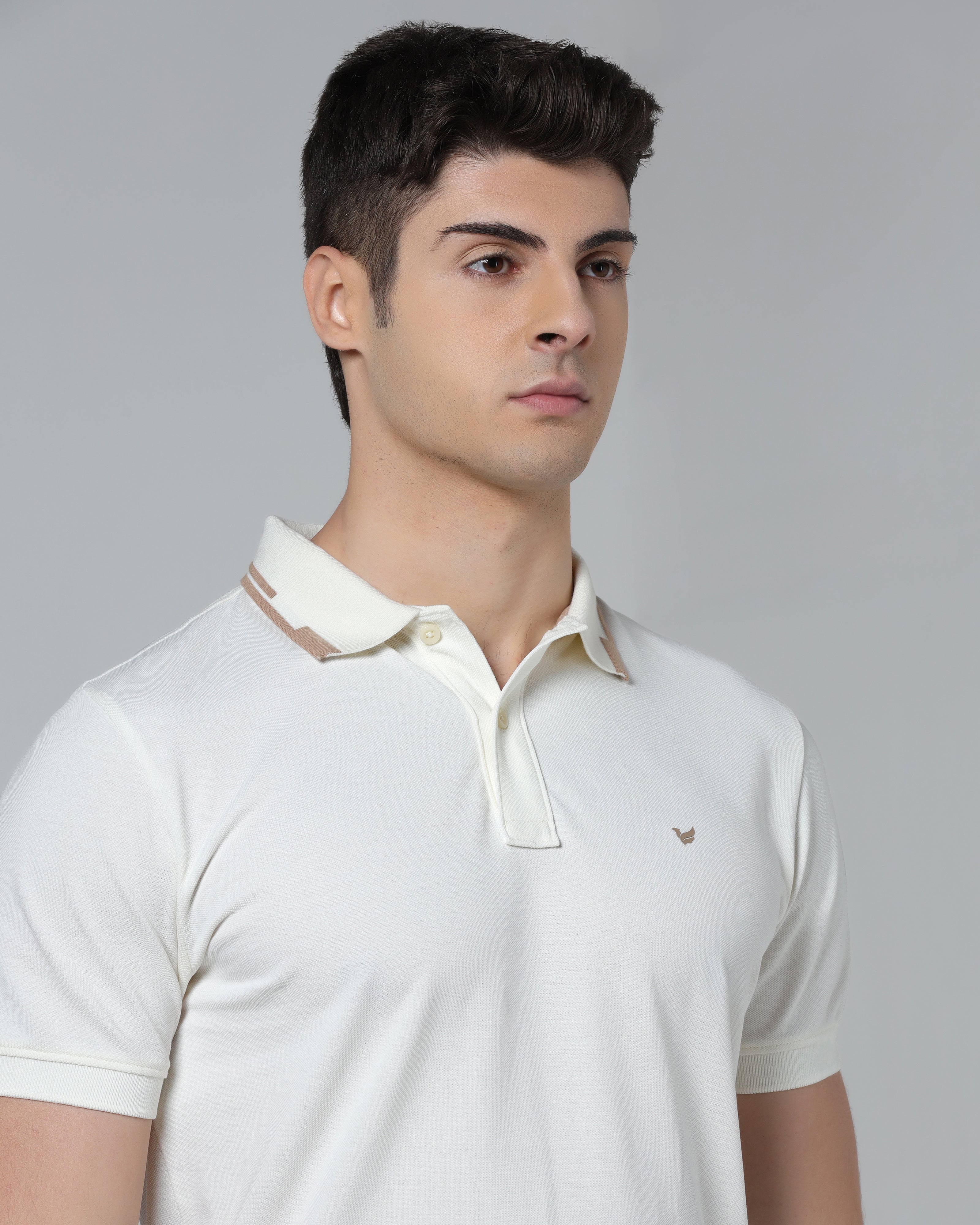 Off White Solid Polo - Levi