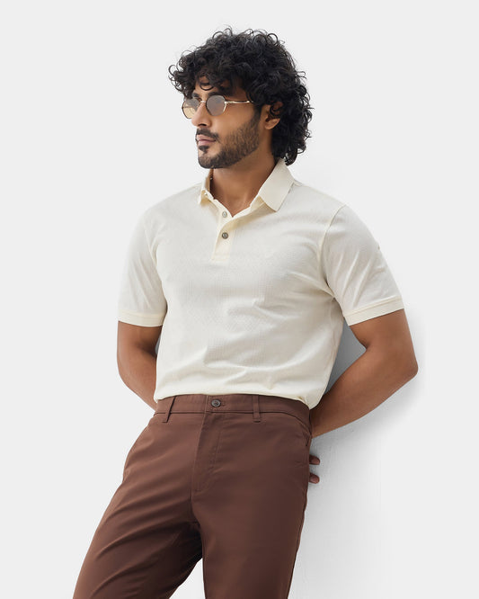 Off White Textured Polo - Min Jun