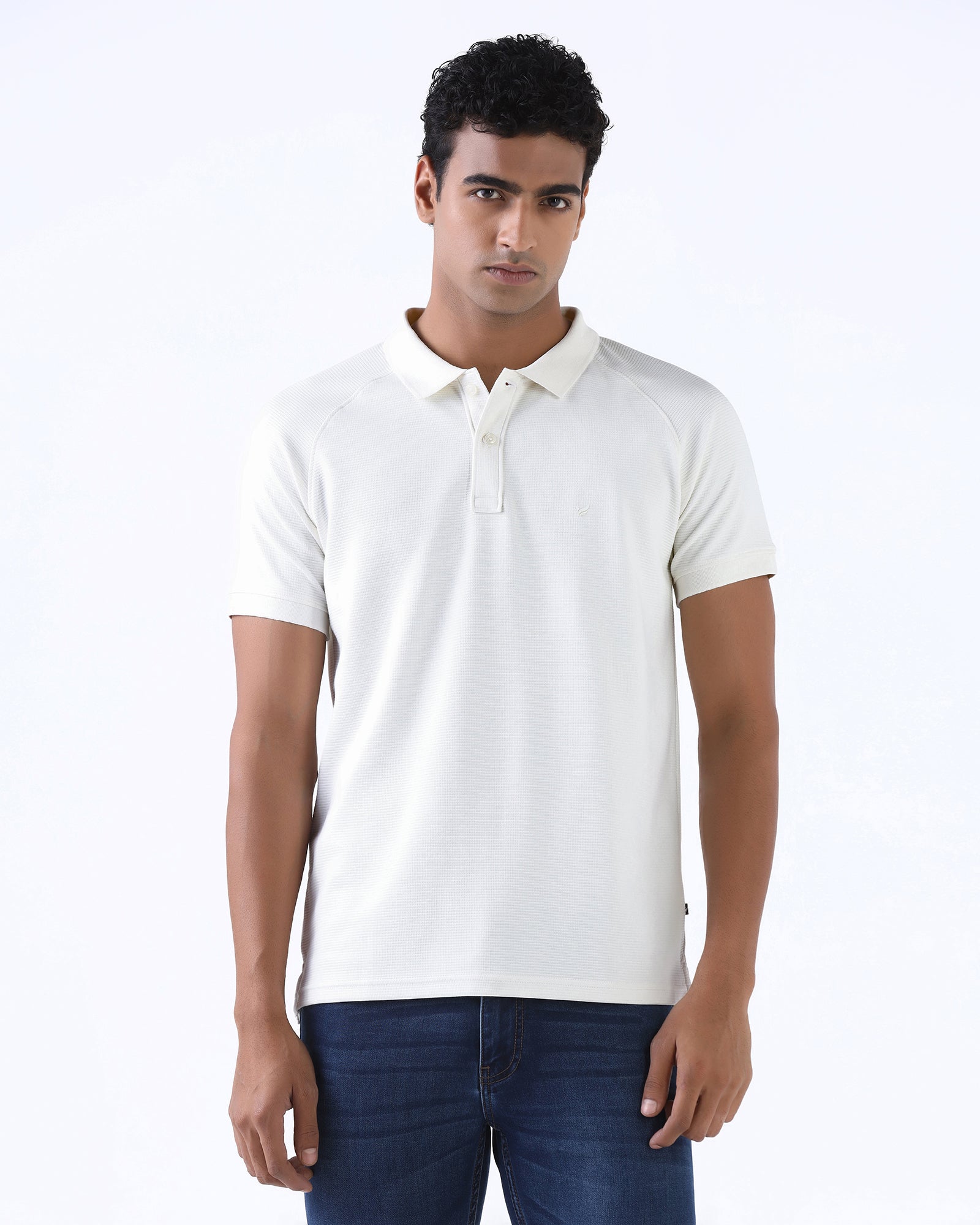 Off White Textured Polo - Jesper