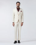Off White Three Piece Textured Suit - Jiddle