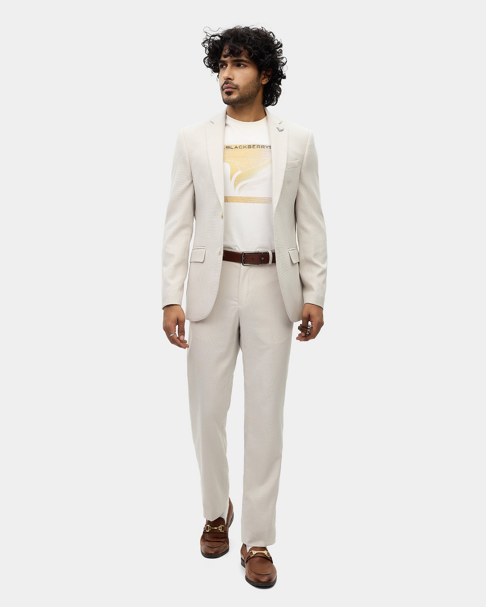 Off White Two Piece Textured Suit - Heckle