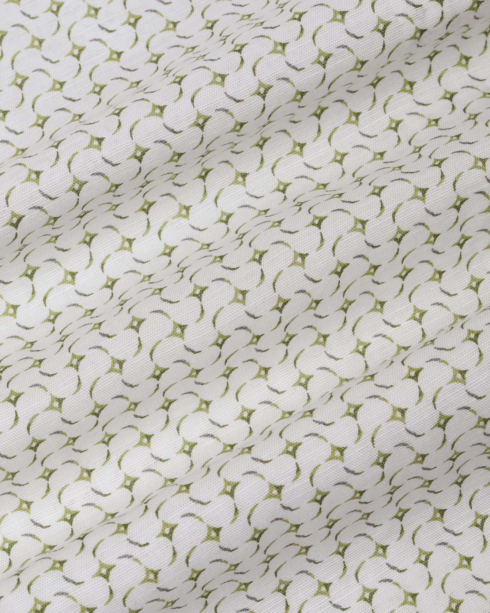 Olive Linen Printed Shirt - Silvano