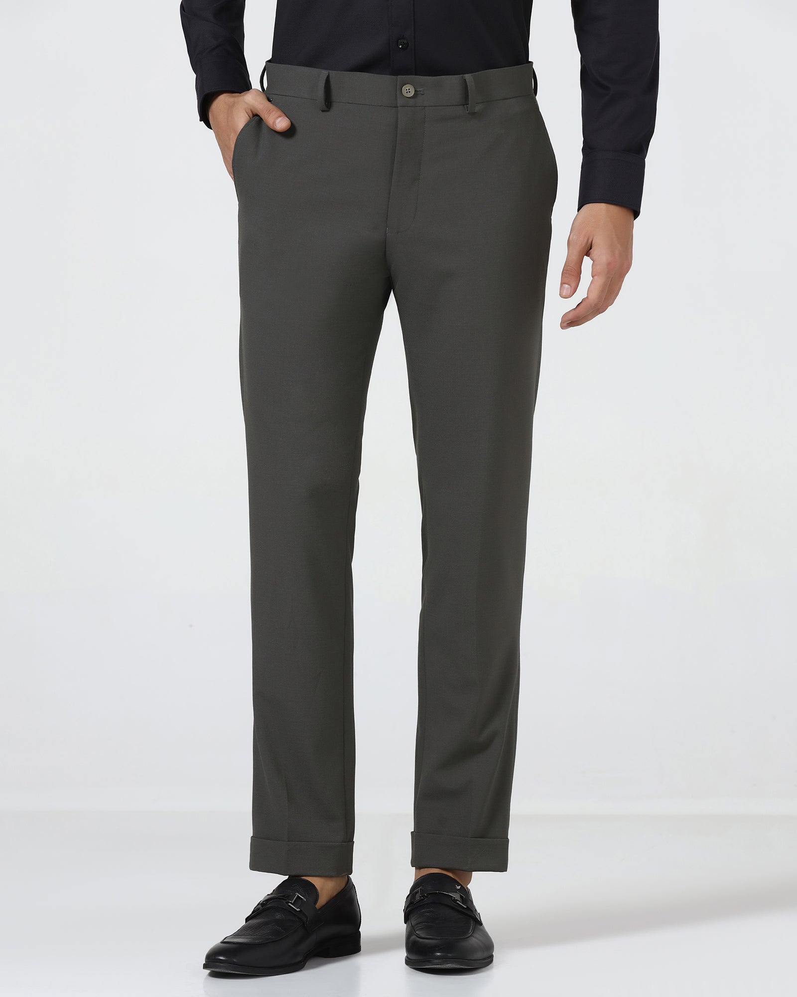 Olive Solid Trouser - Arnold