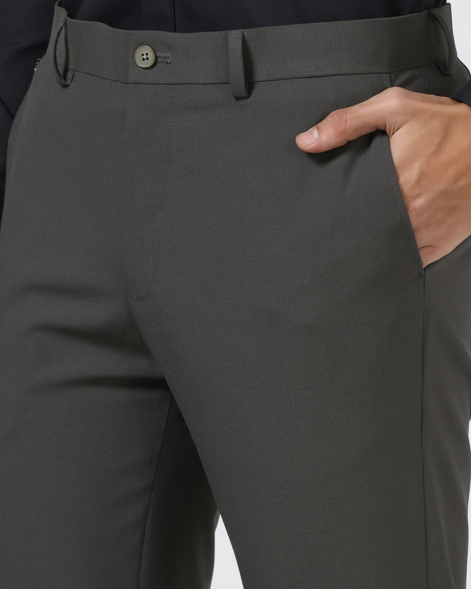 Olive Solid Trouser - Arnold