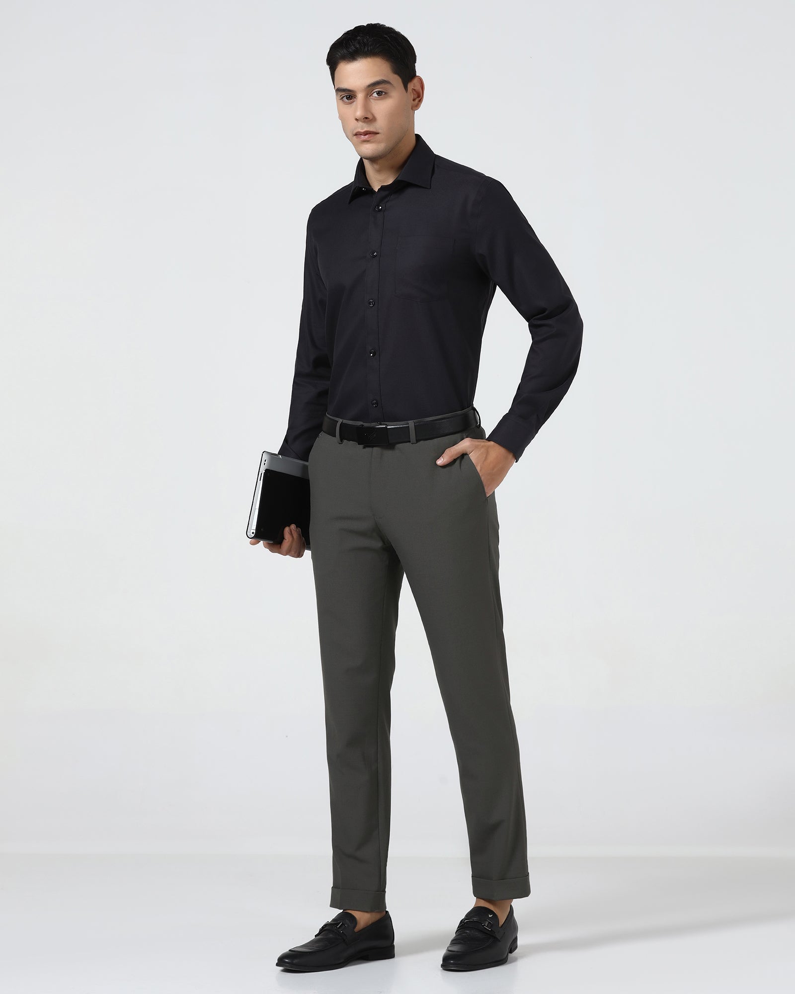 Olive Solid Trouser - Arnold