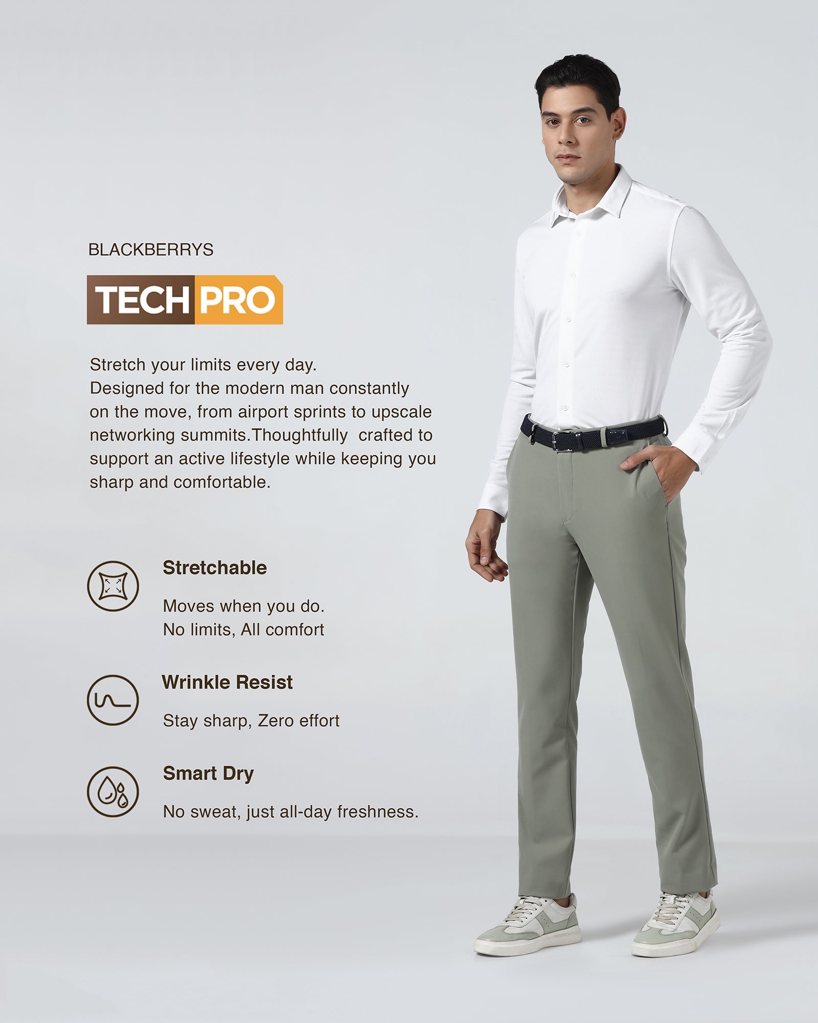 Olive TechPro Solid Trouser - Ashley