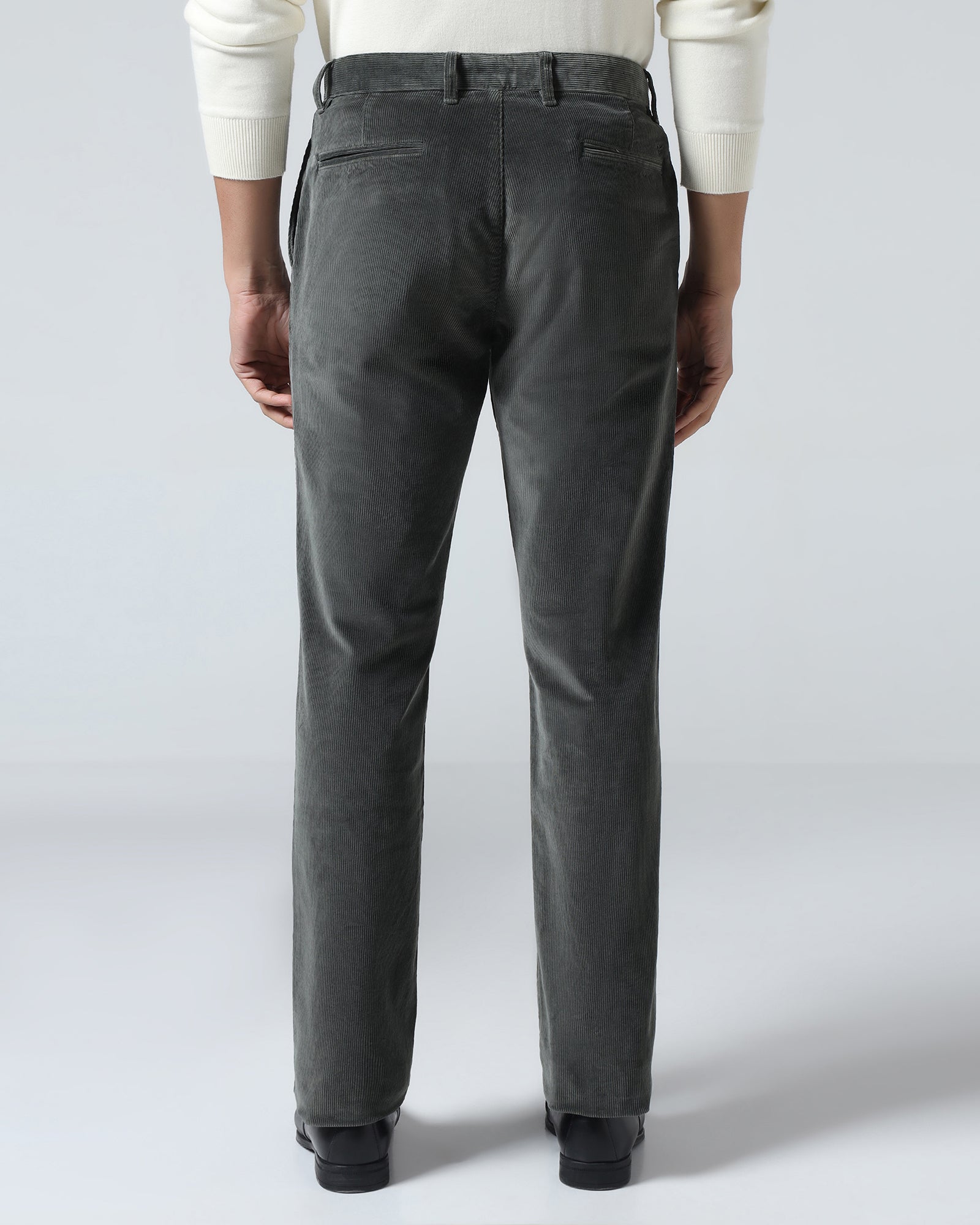 Olive Corduroy Solid Khakis - Magne