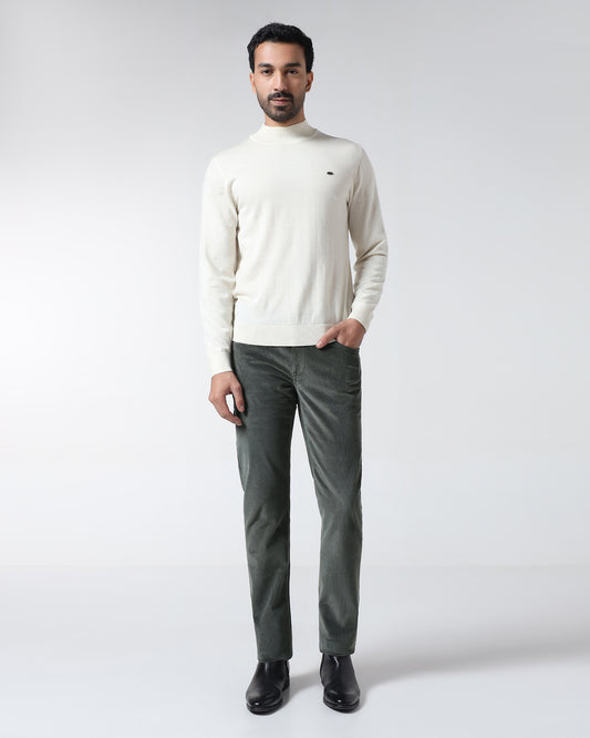 Olive Corduroy Solid Khakis - Magne