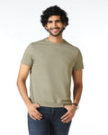 Olive Crew Neck Textured T-Shirt - Hexa
