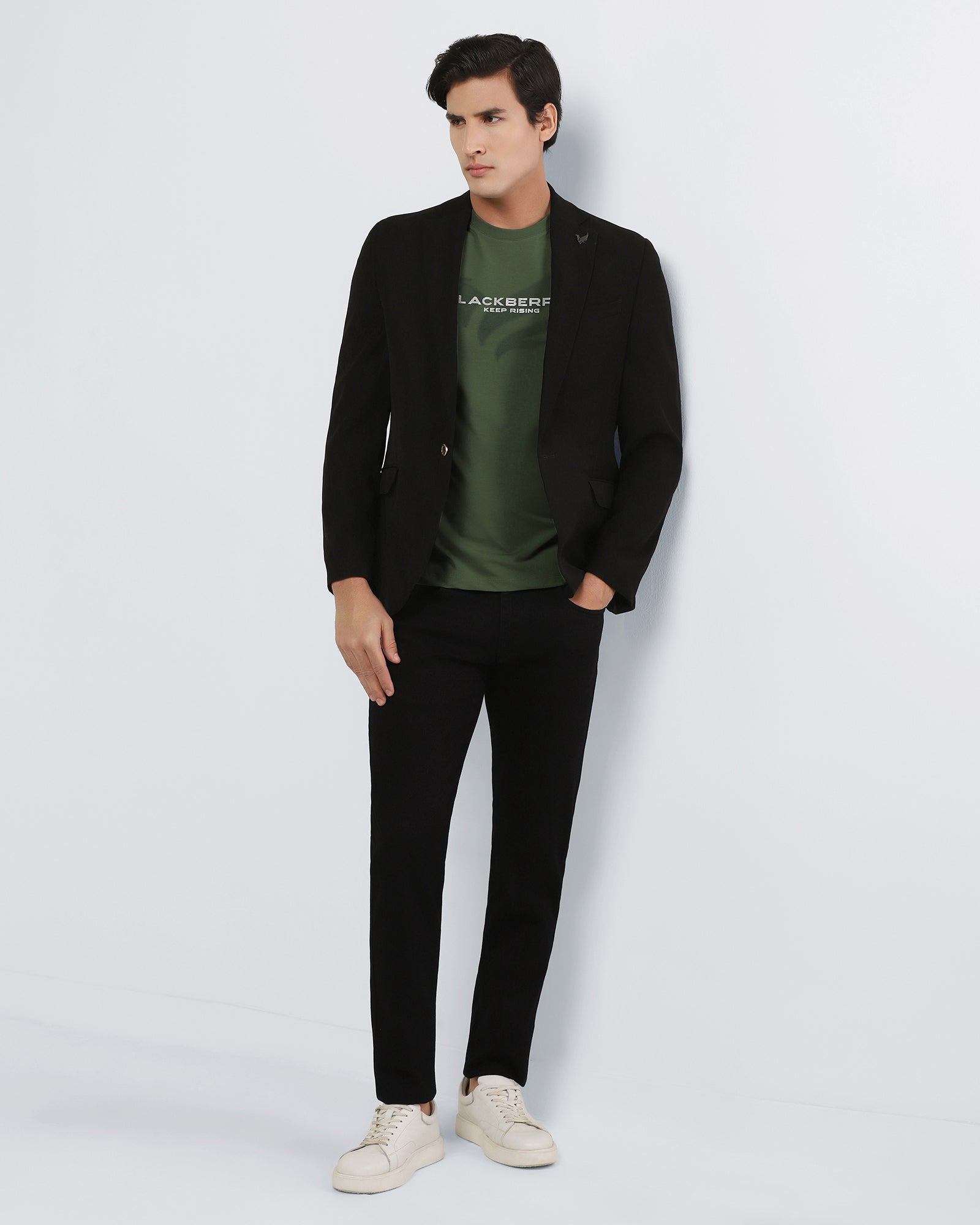 Olive Green Crew Neck Printed T-Shirt - Posi