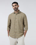 Olive Linen Check Shirt - Moben