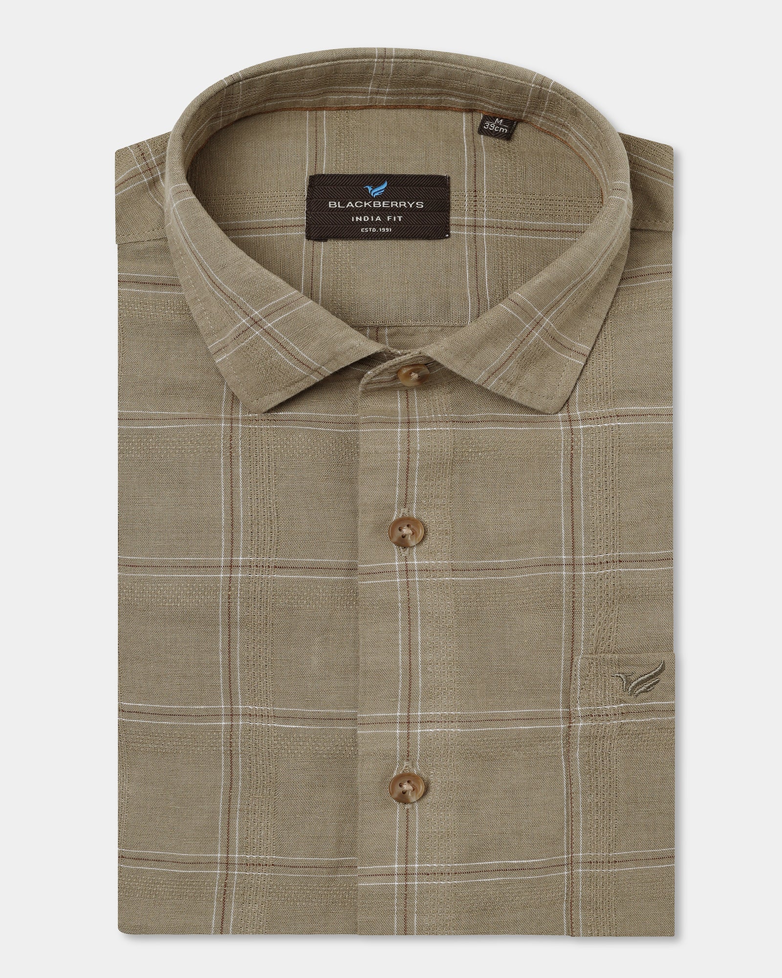Olive Linen Check Shirt - Moben
