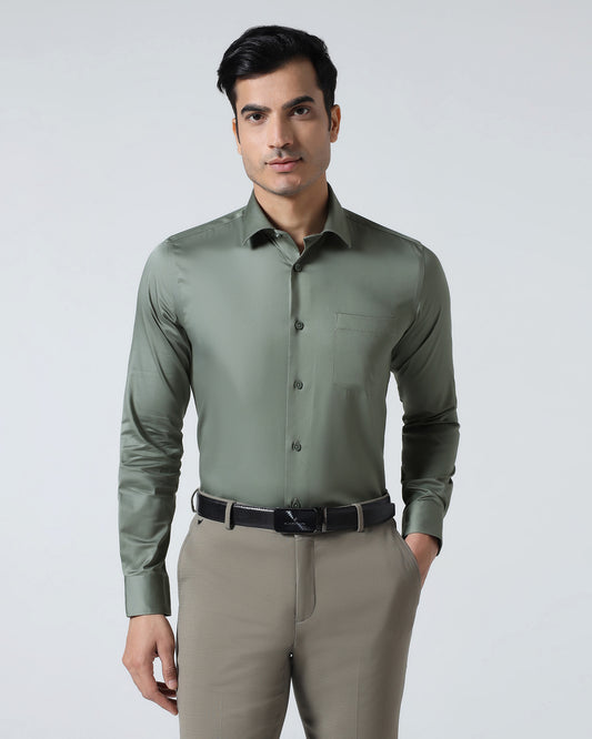 Olive Non Iron Solid Shirt - Sylvia