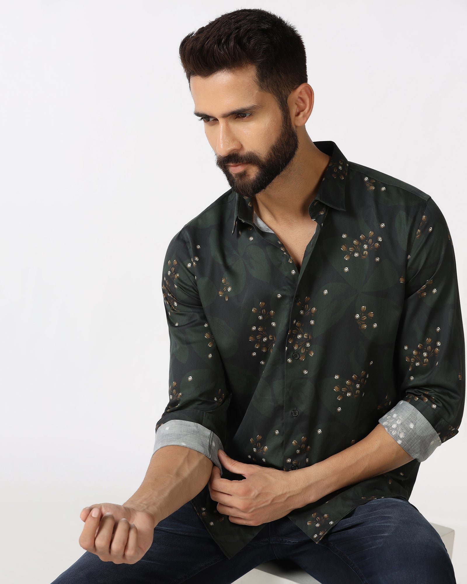 Olive Printed Shirt - Fedot