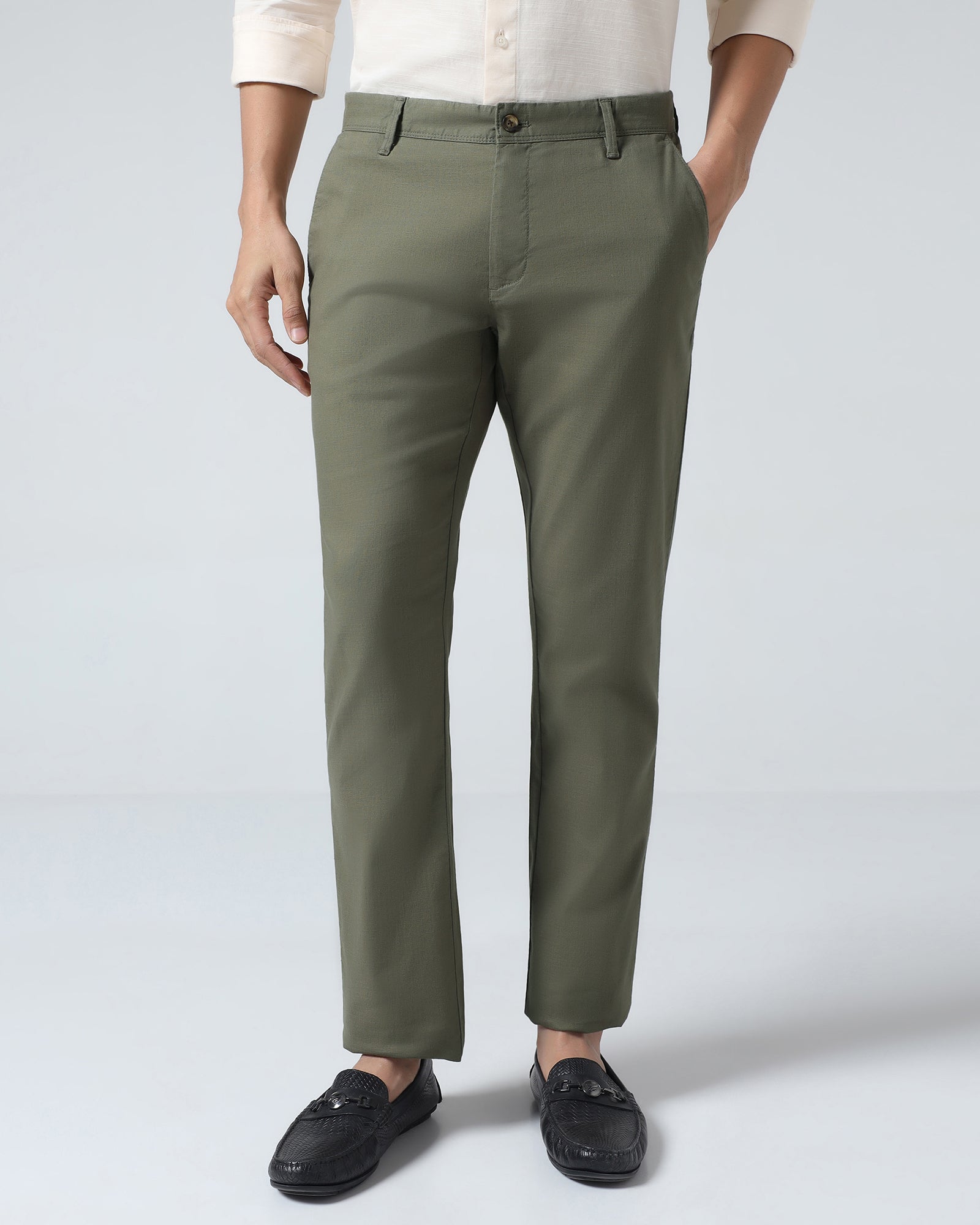 Olive Solid Khakis - Marley