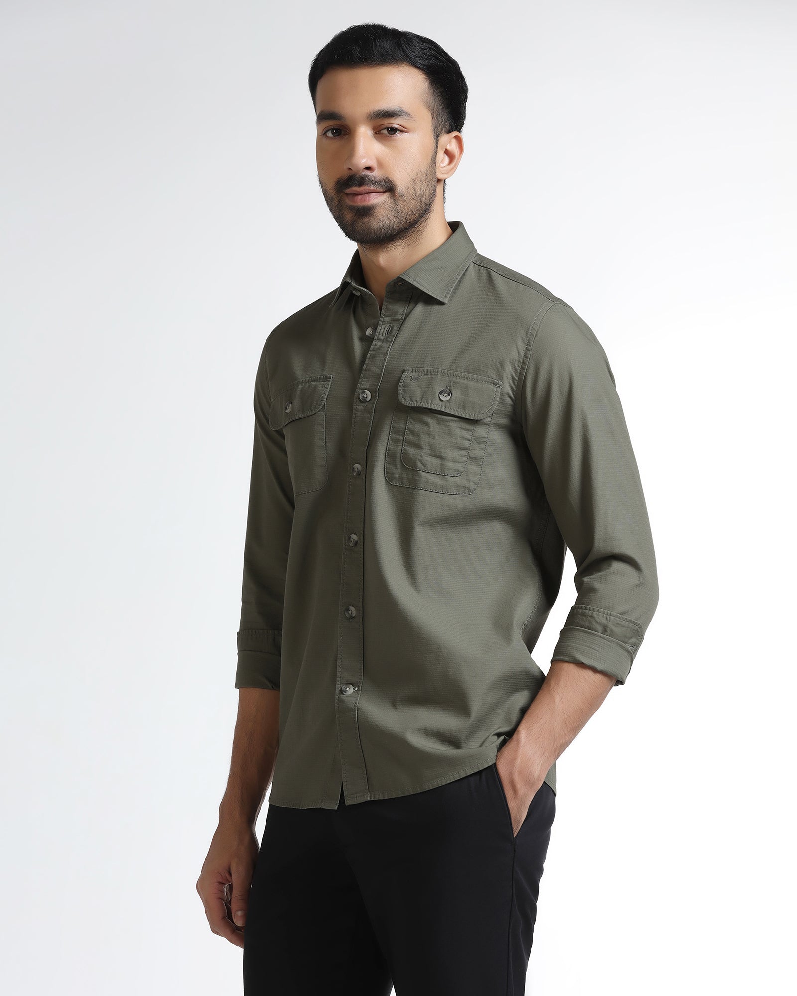Olive Solid Shirt - Renob