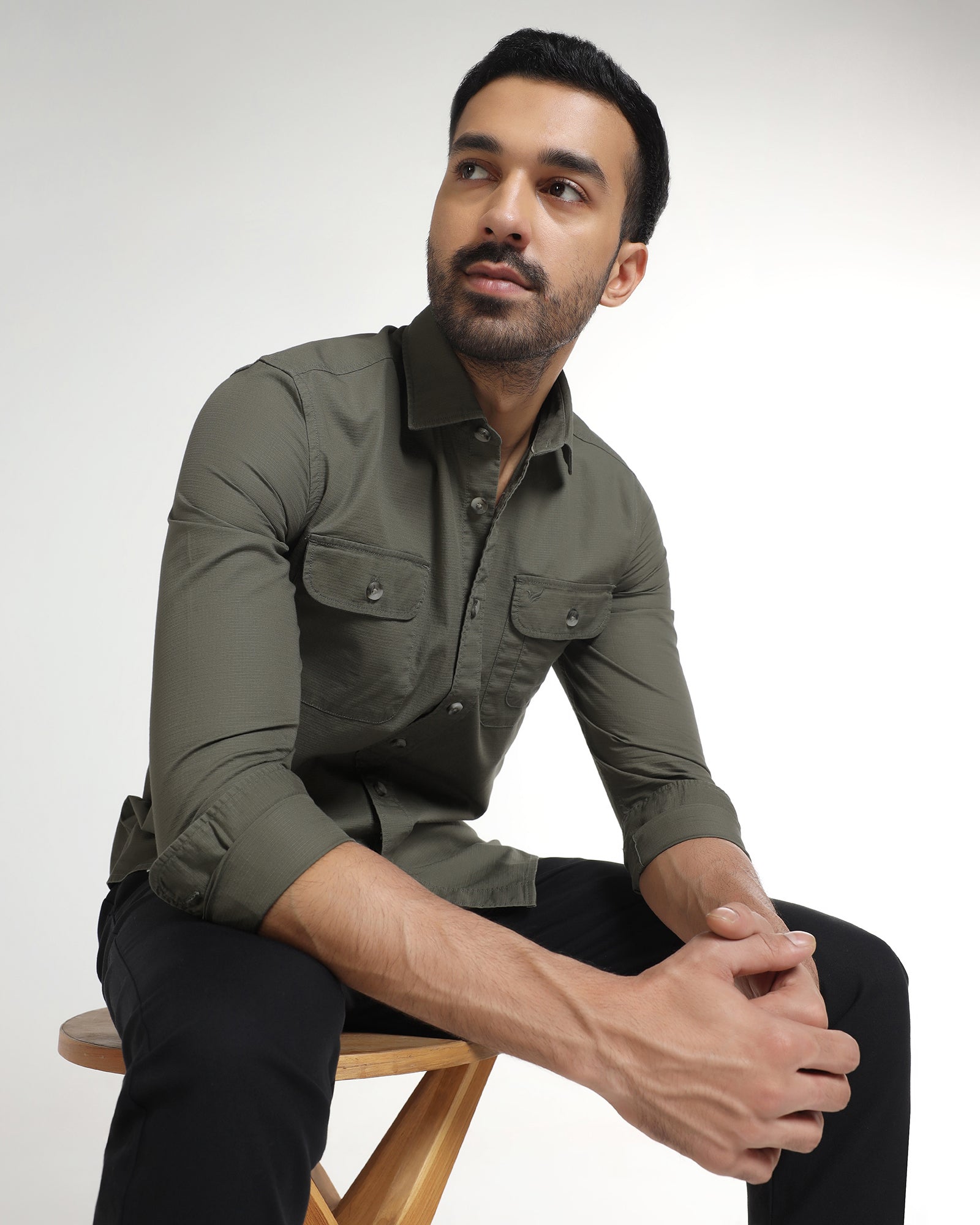 Olive Solid Shirt - Renob