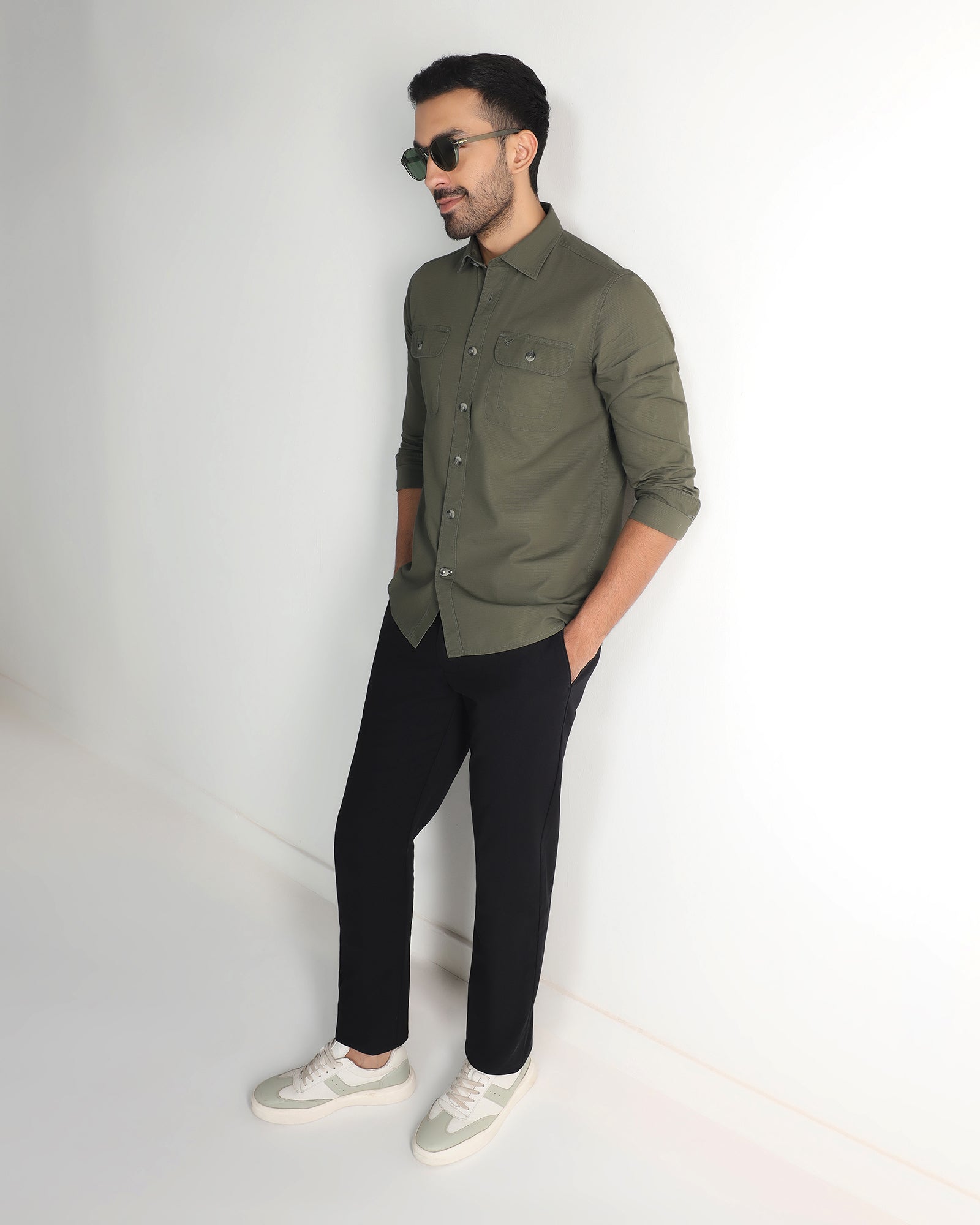 Olive Solid Shirt - Renob