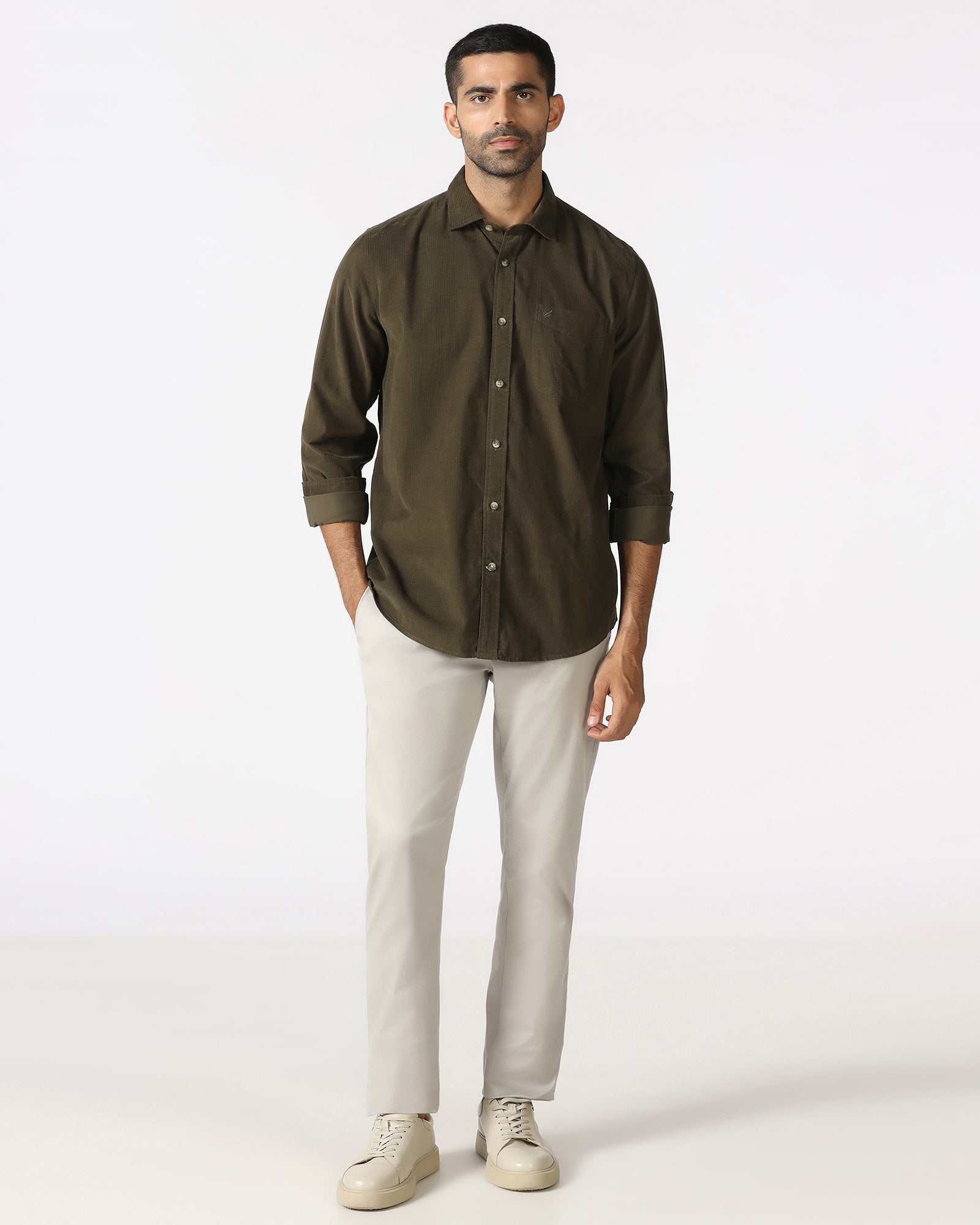 Olive Solid Shirt - Tevez