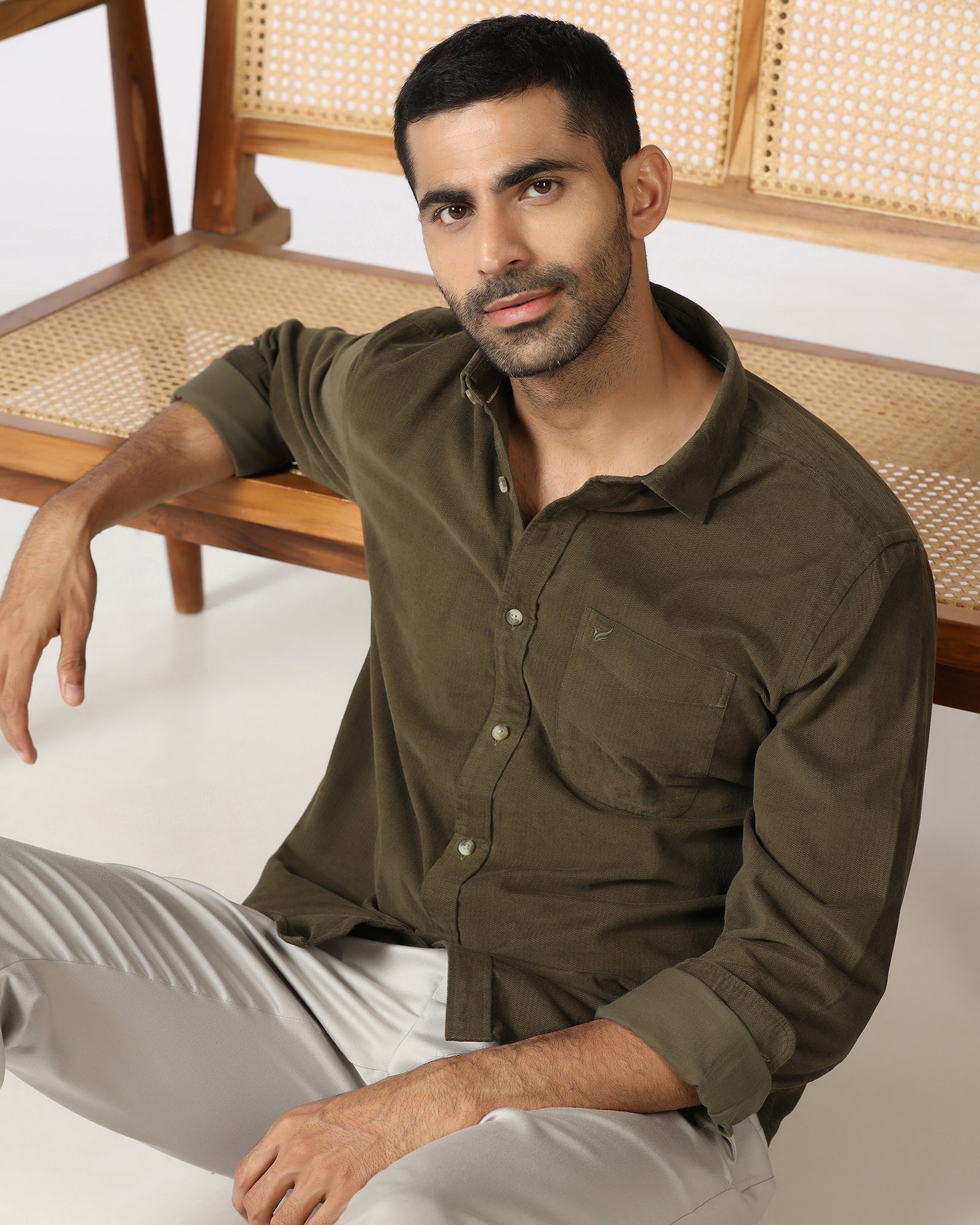 Olive Solid Shirt - Tevez