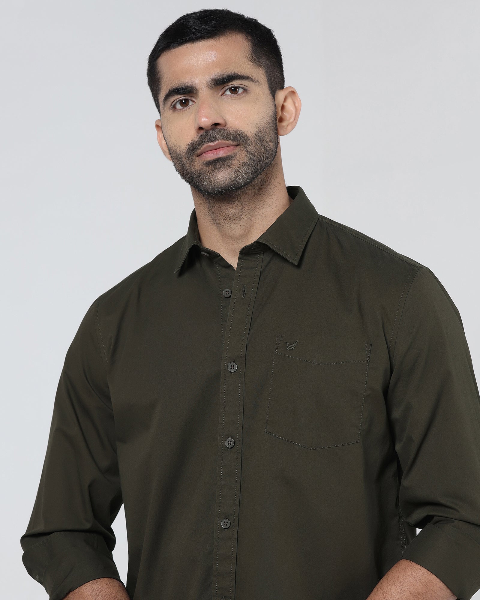 Olive Solid Shirt - Zento