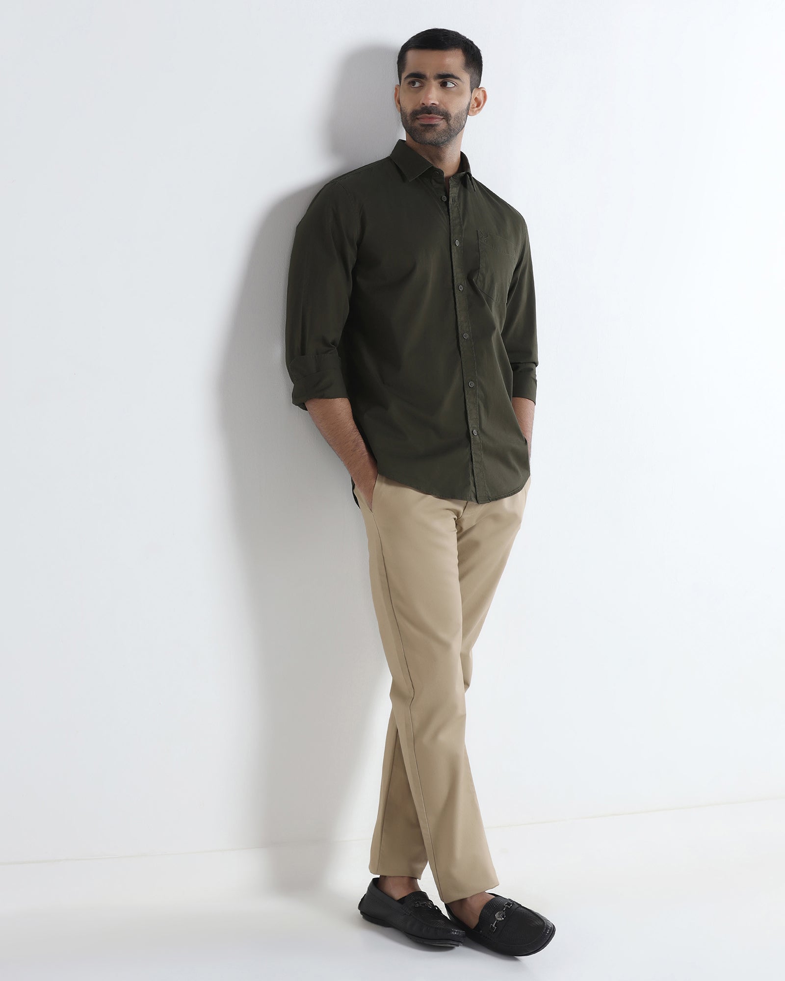 Olive Solid Shirt - Zento