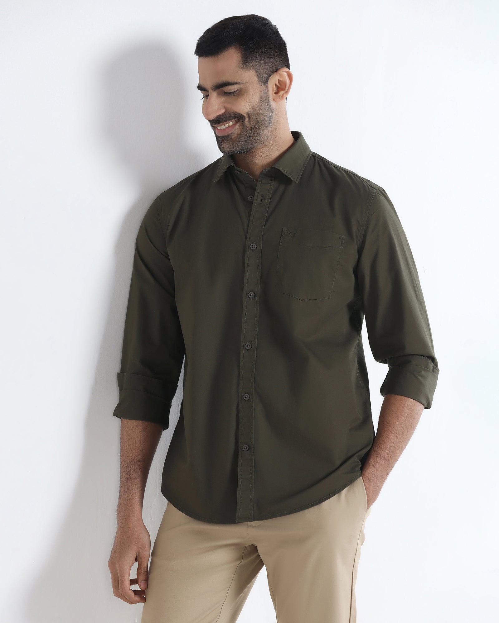 Olive Solid Shirt - Zento