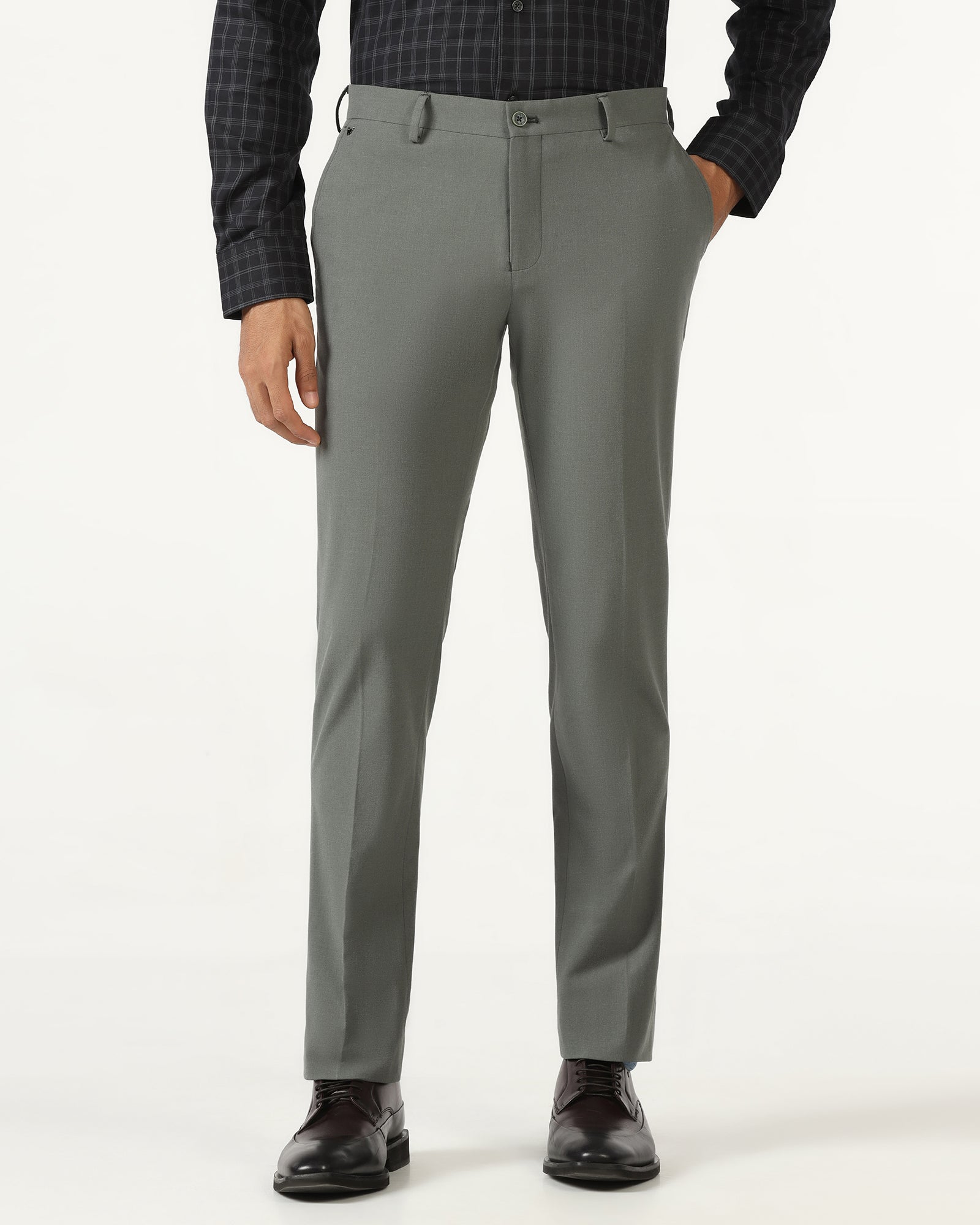 Olive Solid Trouser - Johny