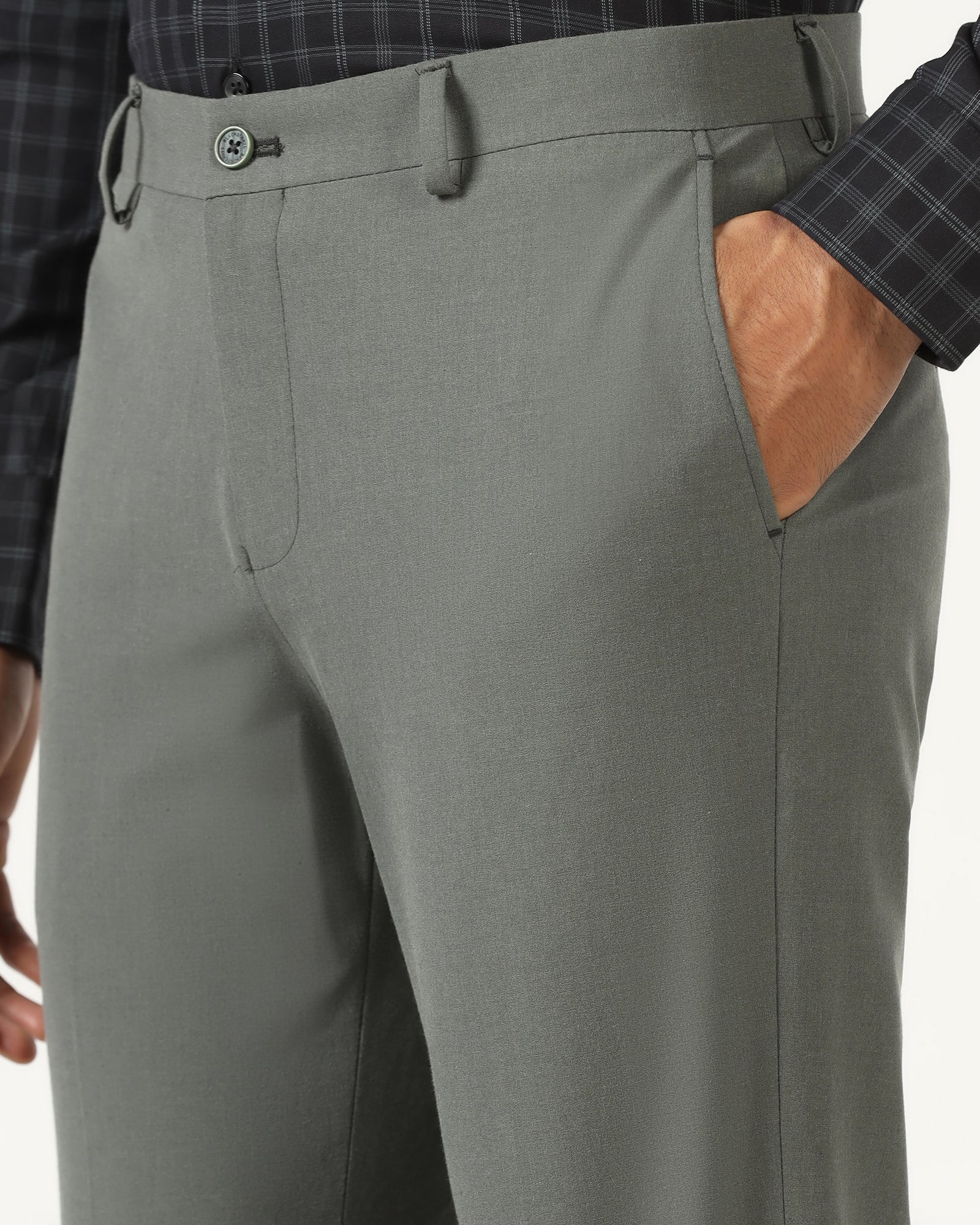 Olive Solid Trouser - Johny