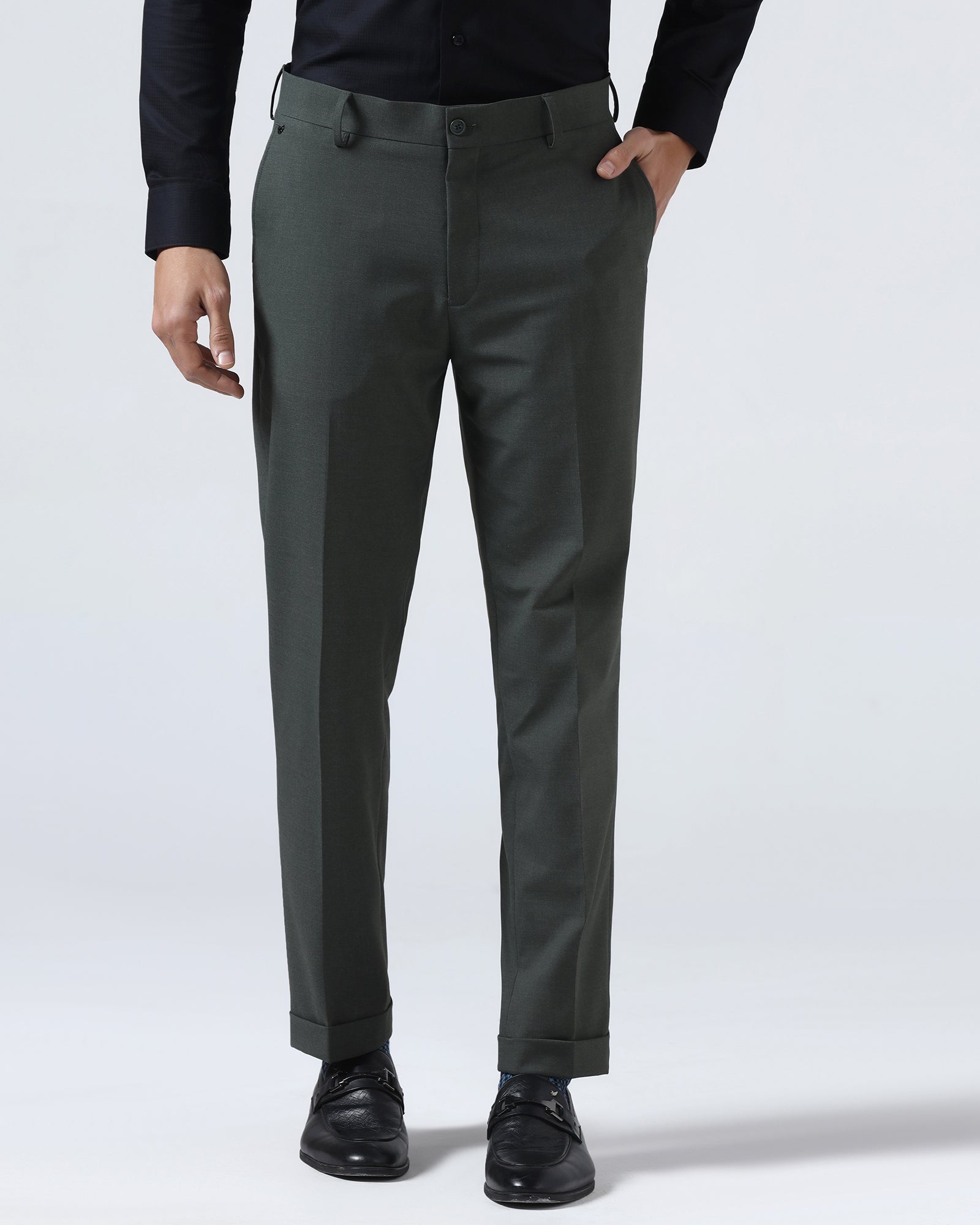 Olive Solid Trouser - Joshua
