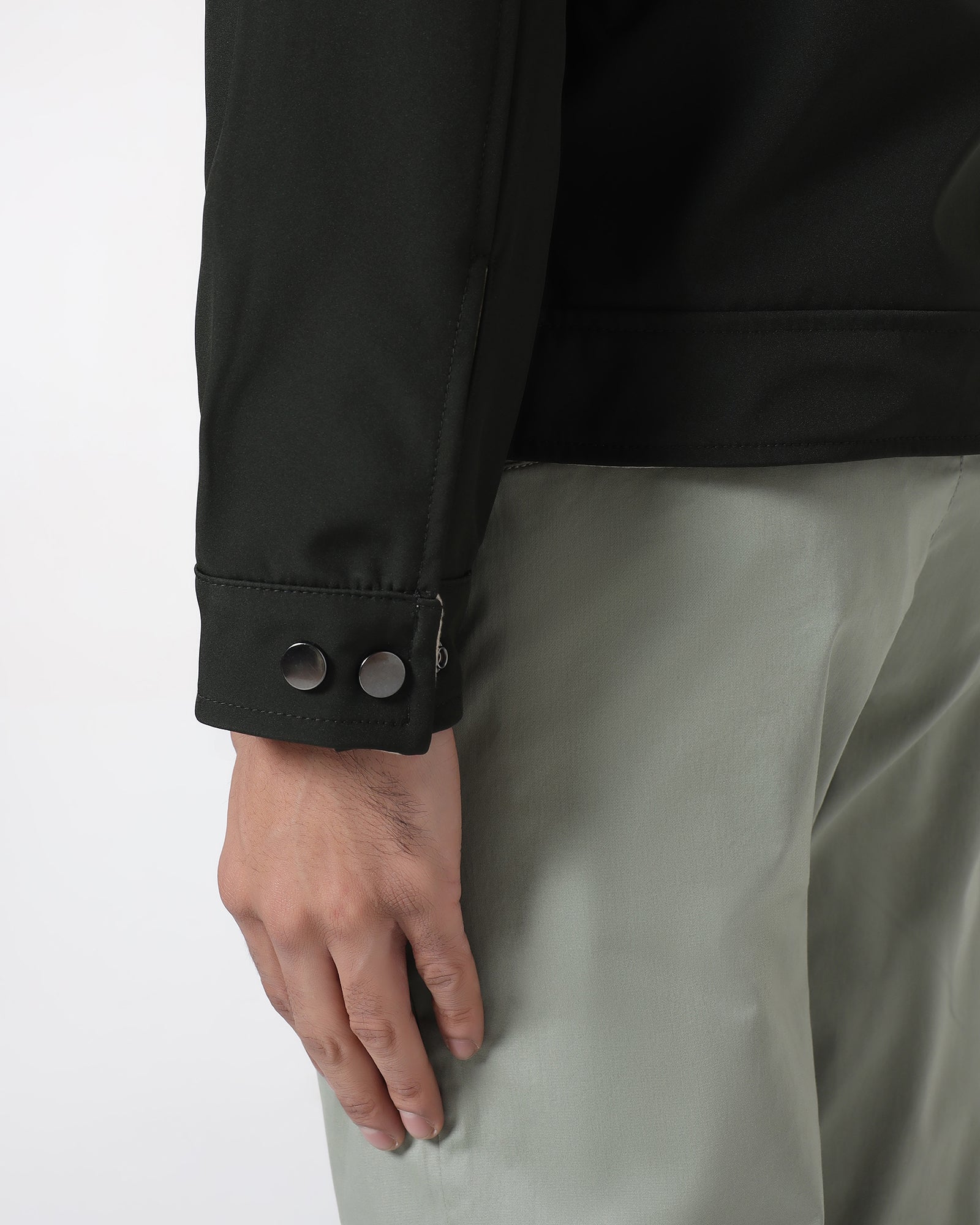 Olive Reversible Solid Zipper Jacket - Yulin