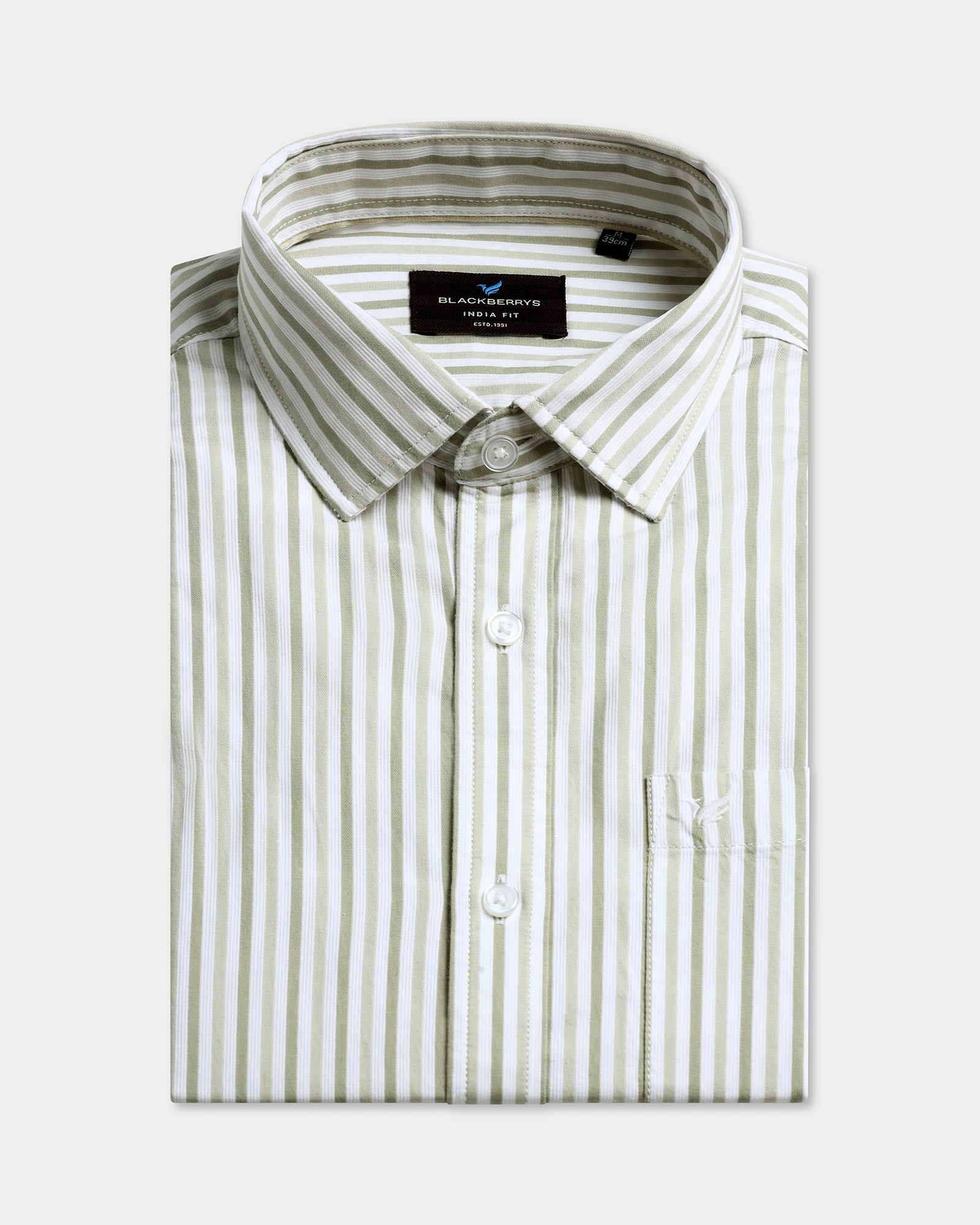 Olive Half Sleeve Stripe Shirt - Redot
