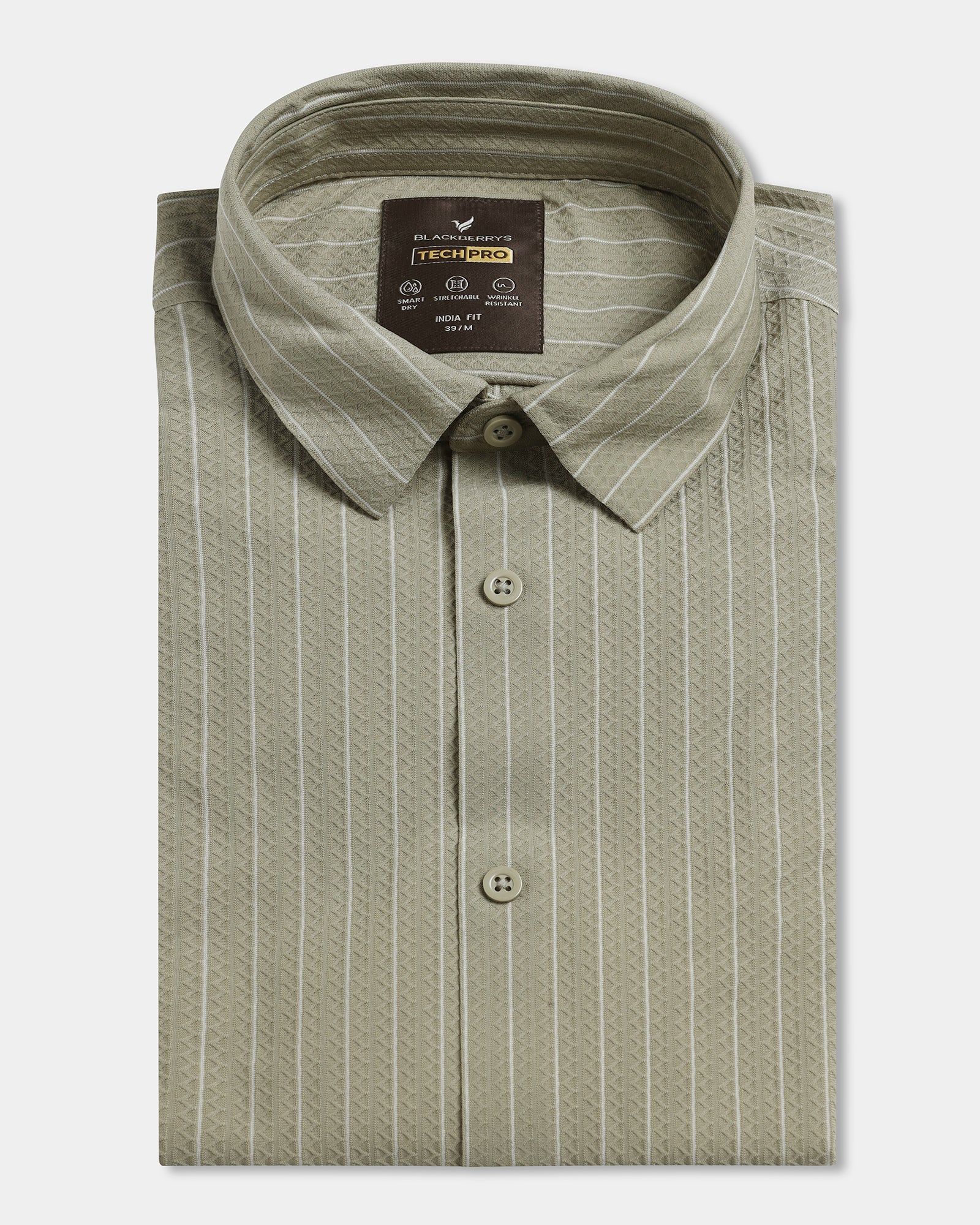 Olive Half Sleeve TechPro Stripe Shirt - Hyphen