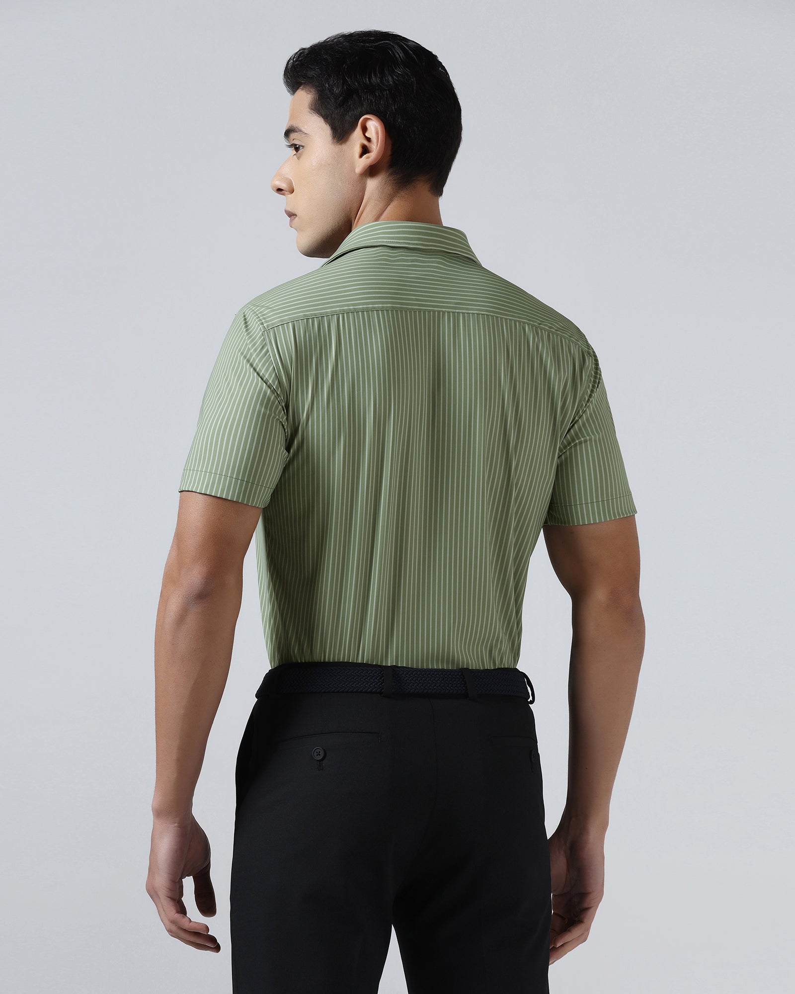 Olive Half Sleeve TechPro Stripe Shirt - Inertia