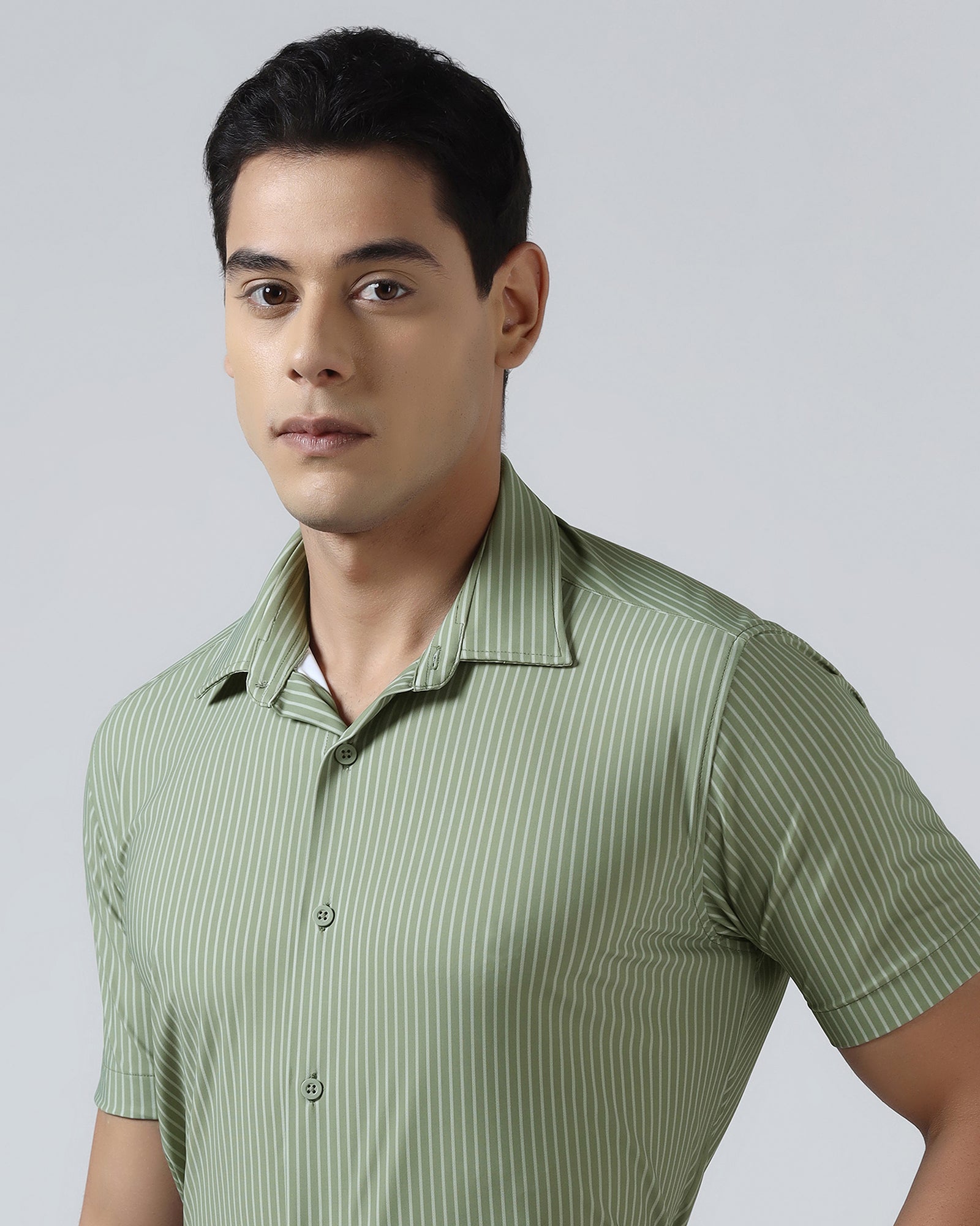 Olive Half Sleeve TechPro Stripe Shirt - Inertia