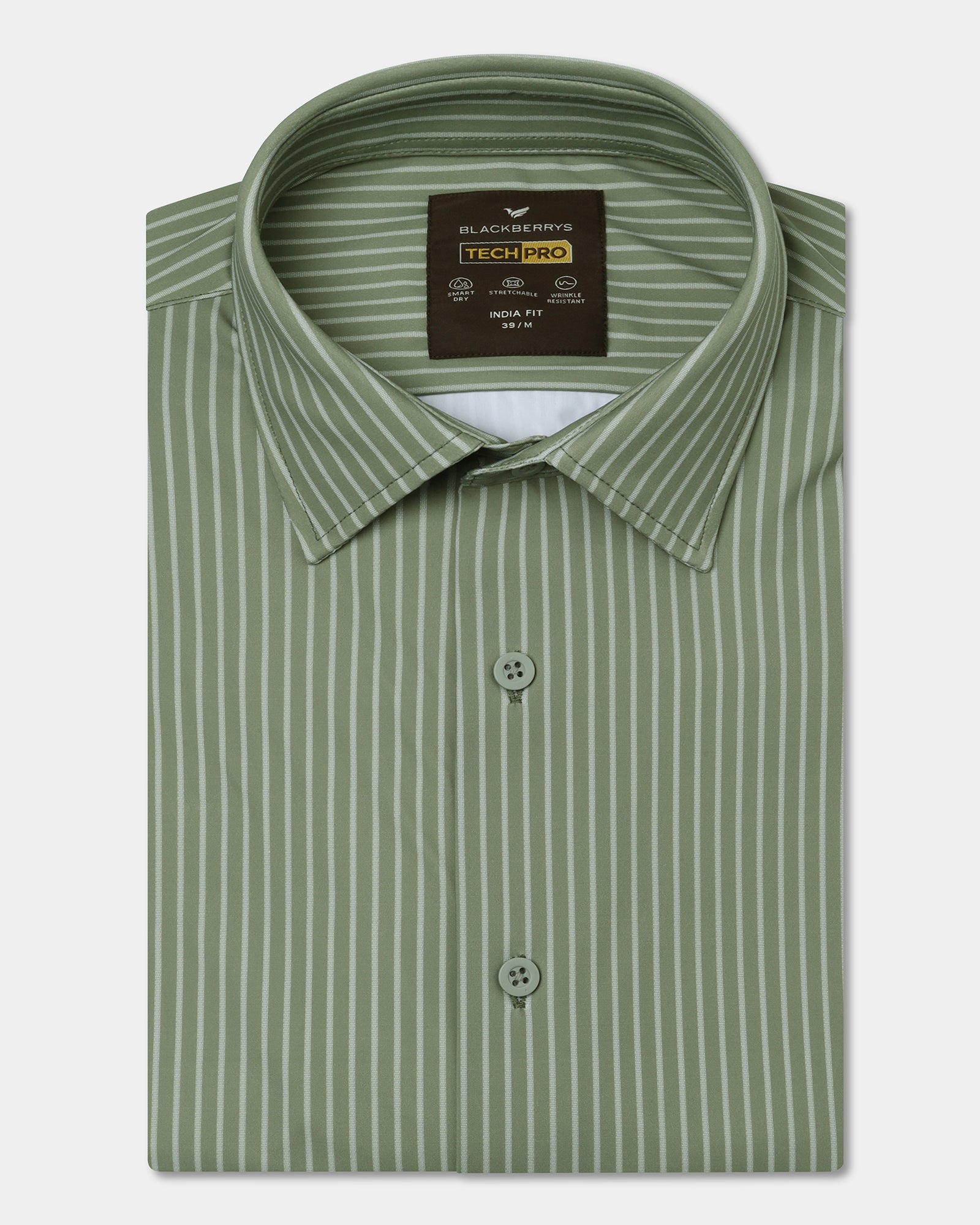 Olive Half Sleeve TechPro Stripe Shirt - Inertia
