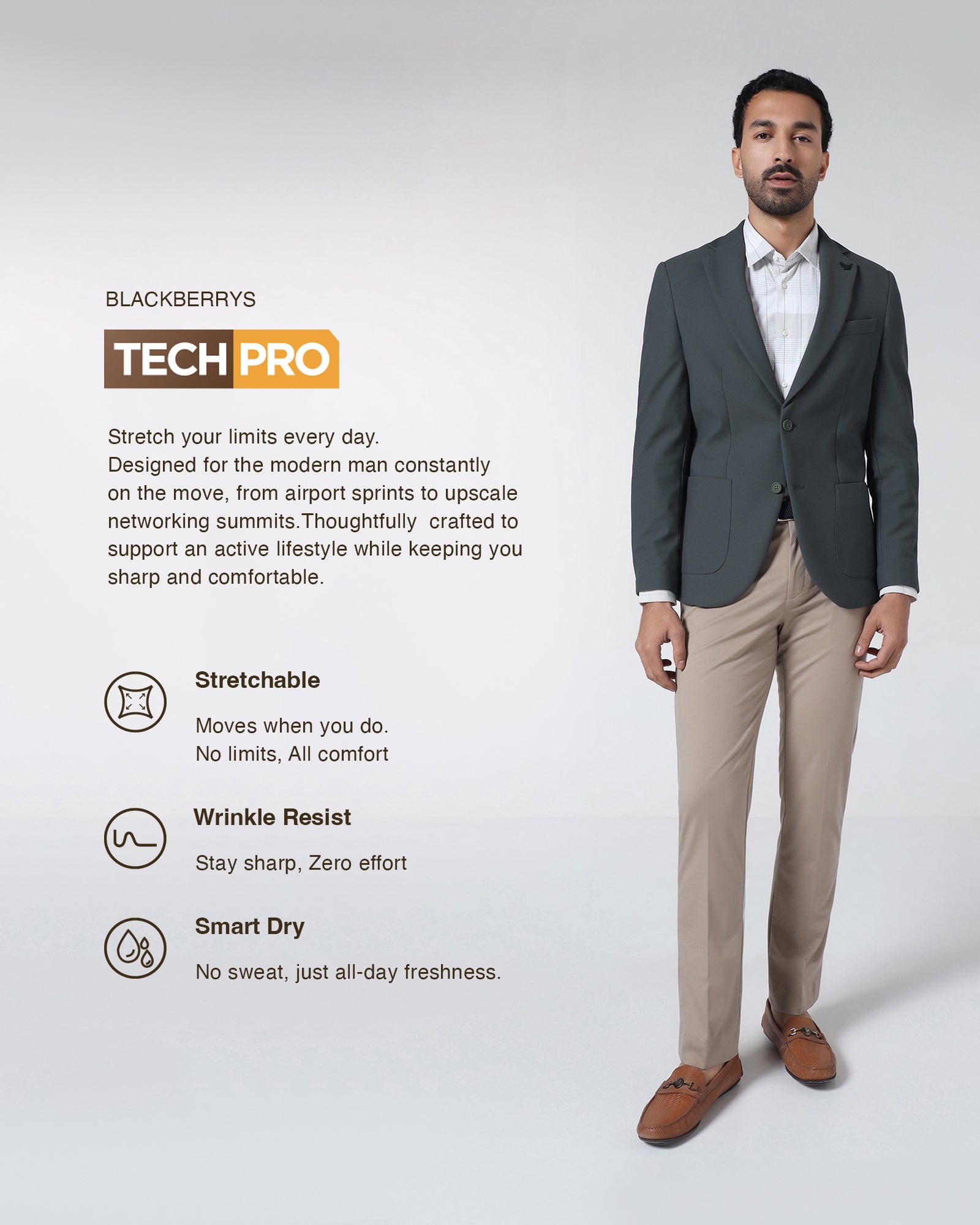 Olive TechPro Textured Blazer - Rodrygo