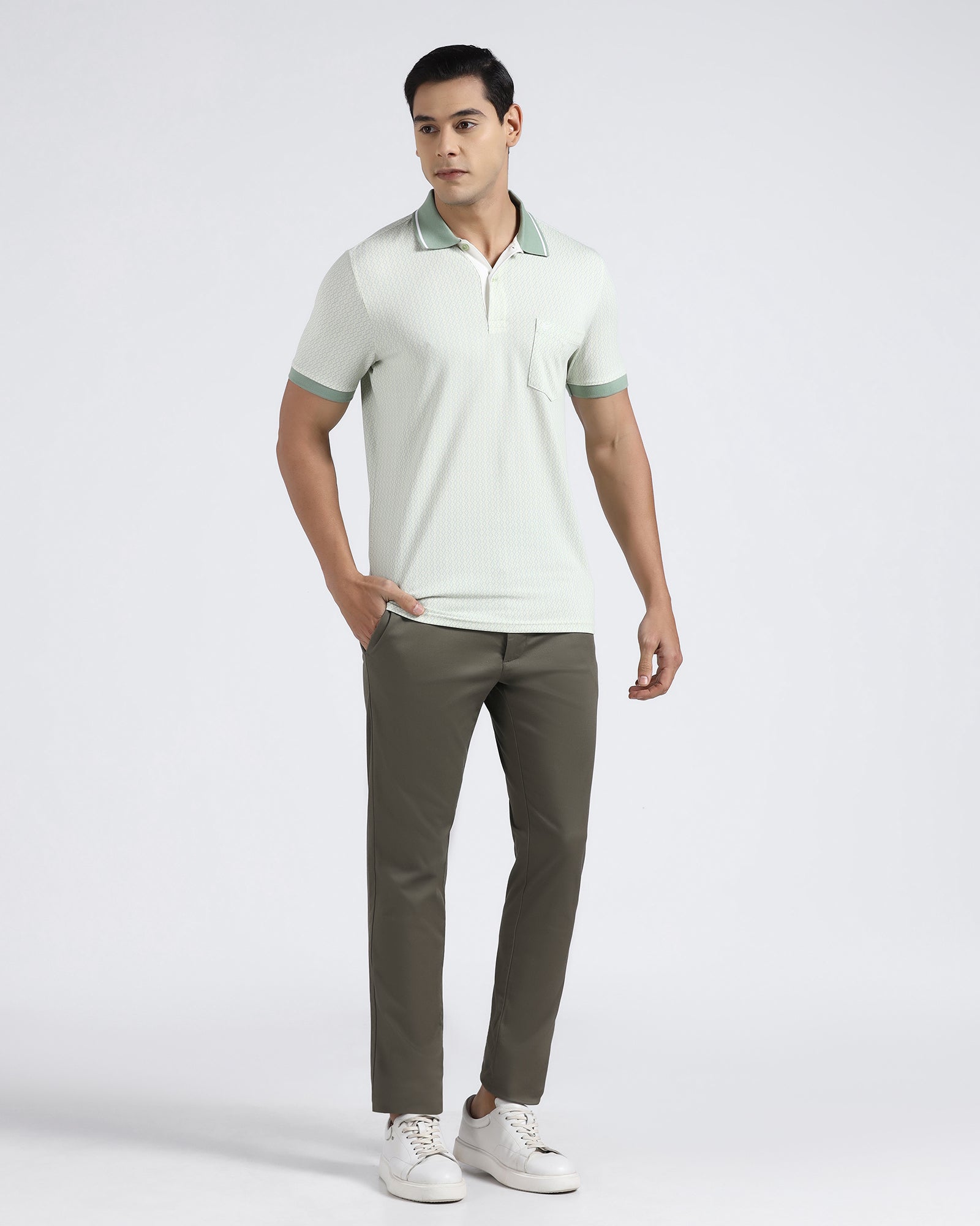 Olive Textured Khakis - Aurea