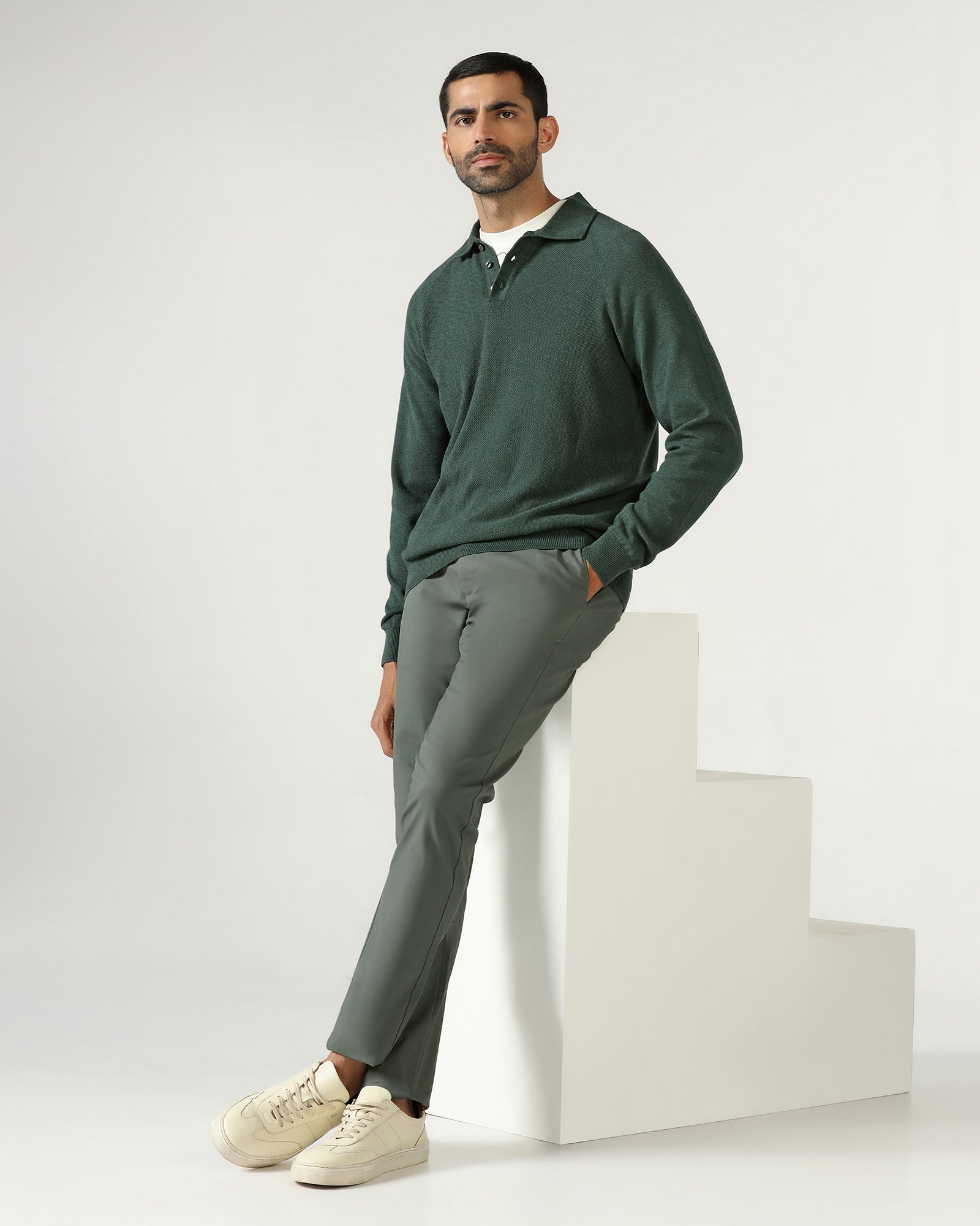 Olive Textured Khakis - Karis