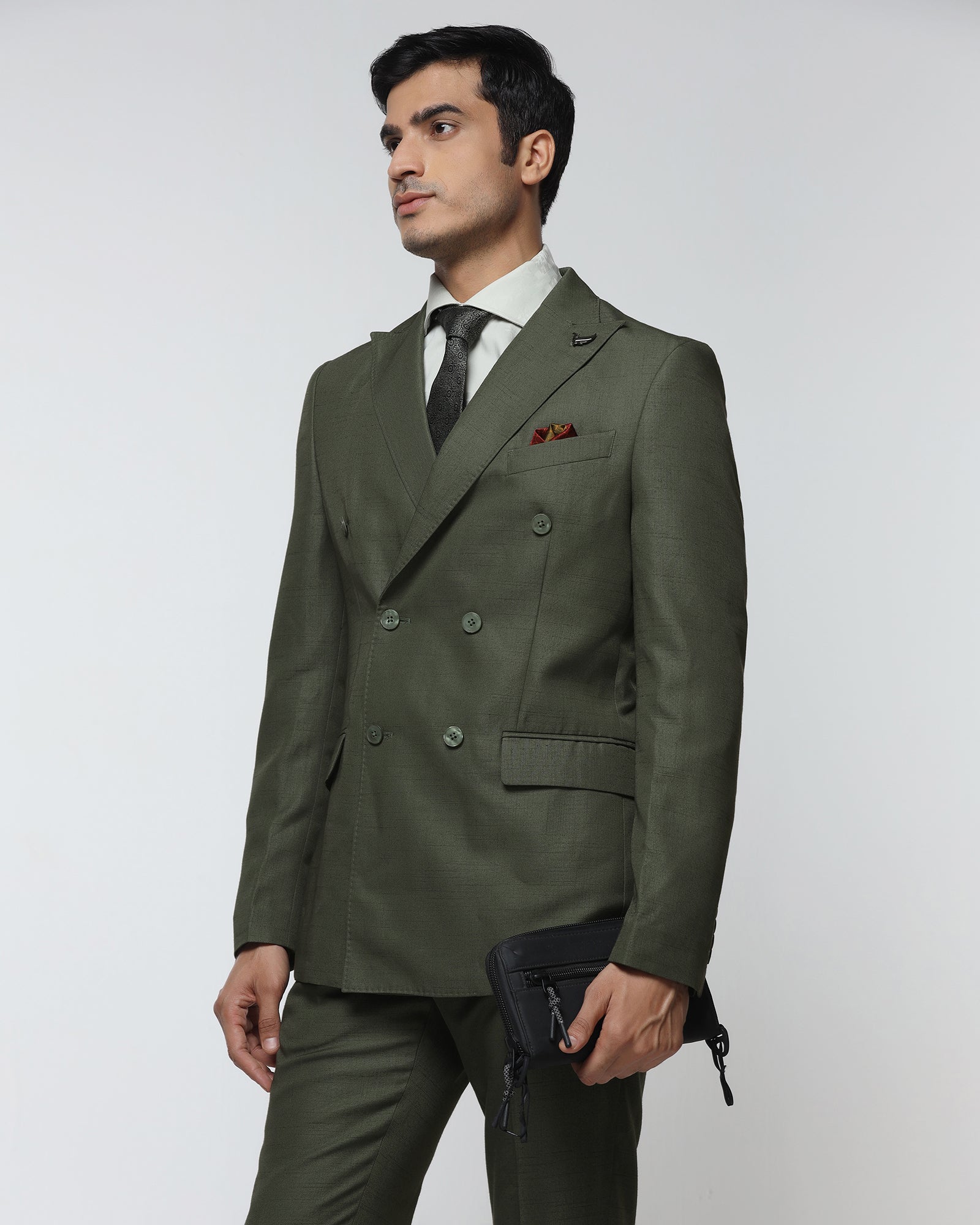 Olive Two Piece Check Suit - Delton