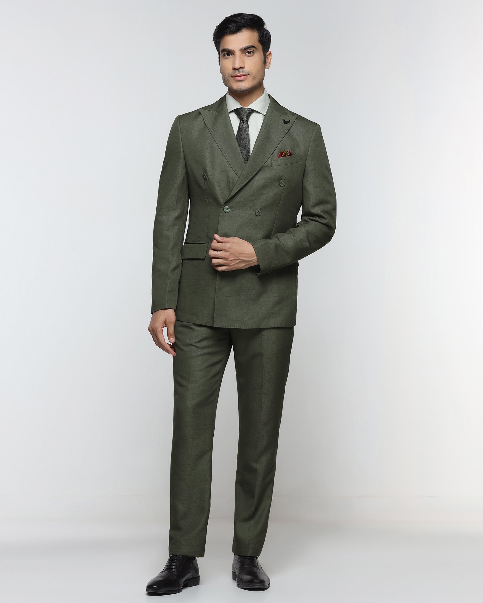 Buy Olive Two Piece Check Suit Online at Blackberrys