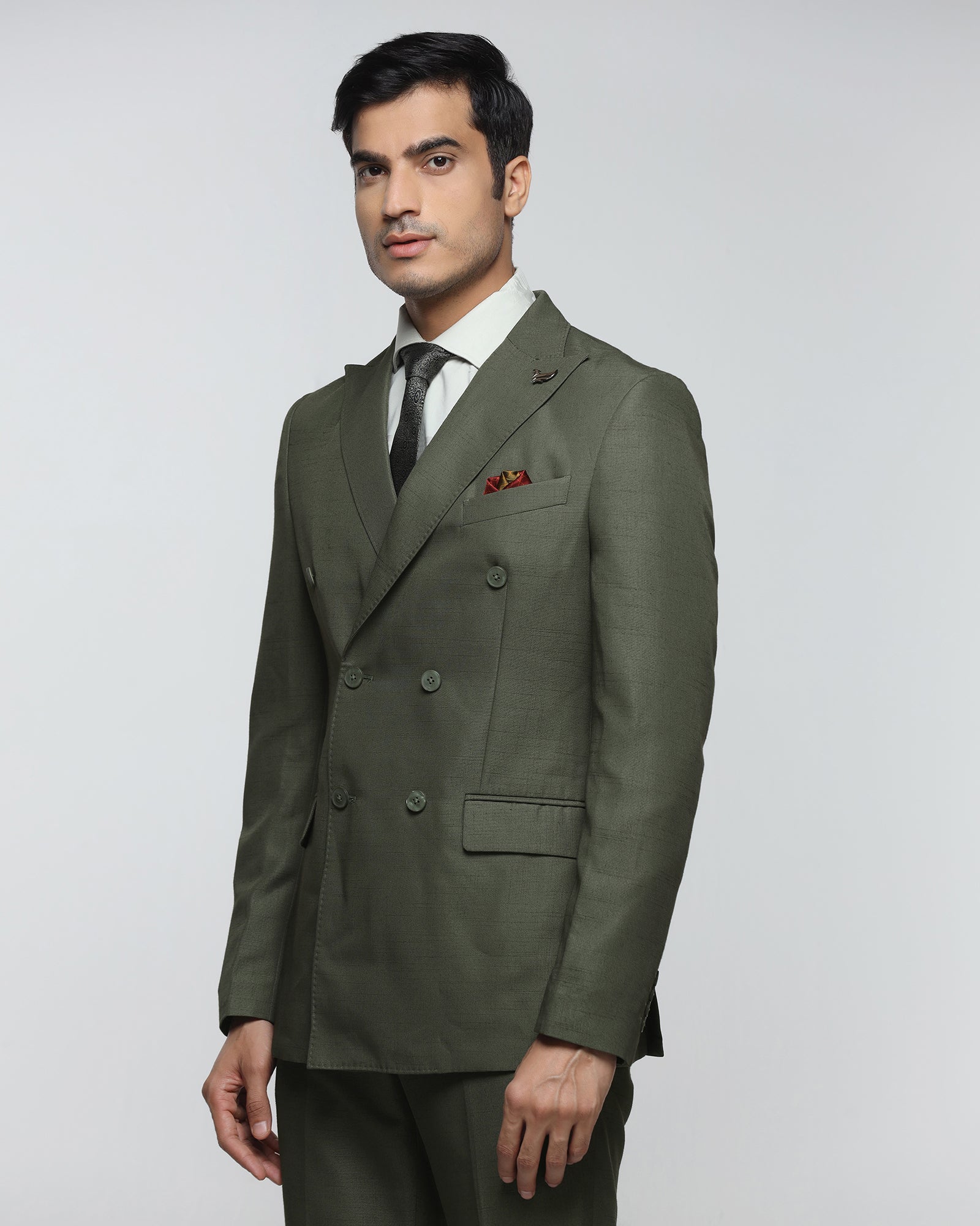 Olive Two Piece Check Suit - Delton