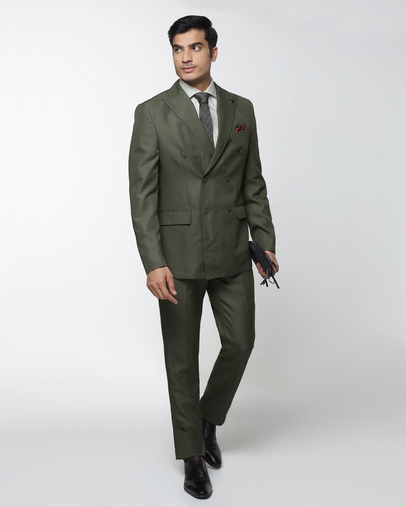 Olive Two Piece Check Suit - Delton