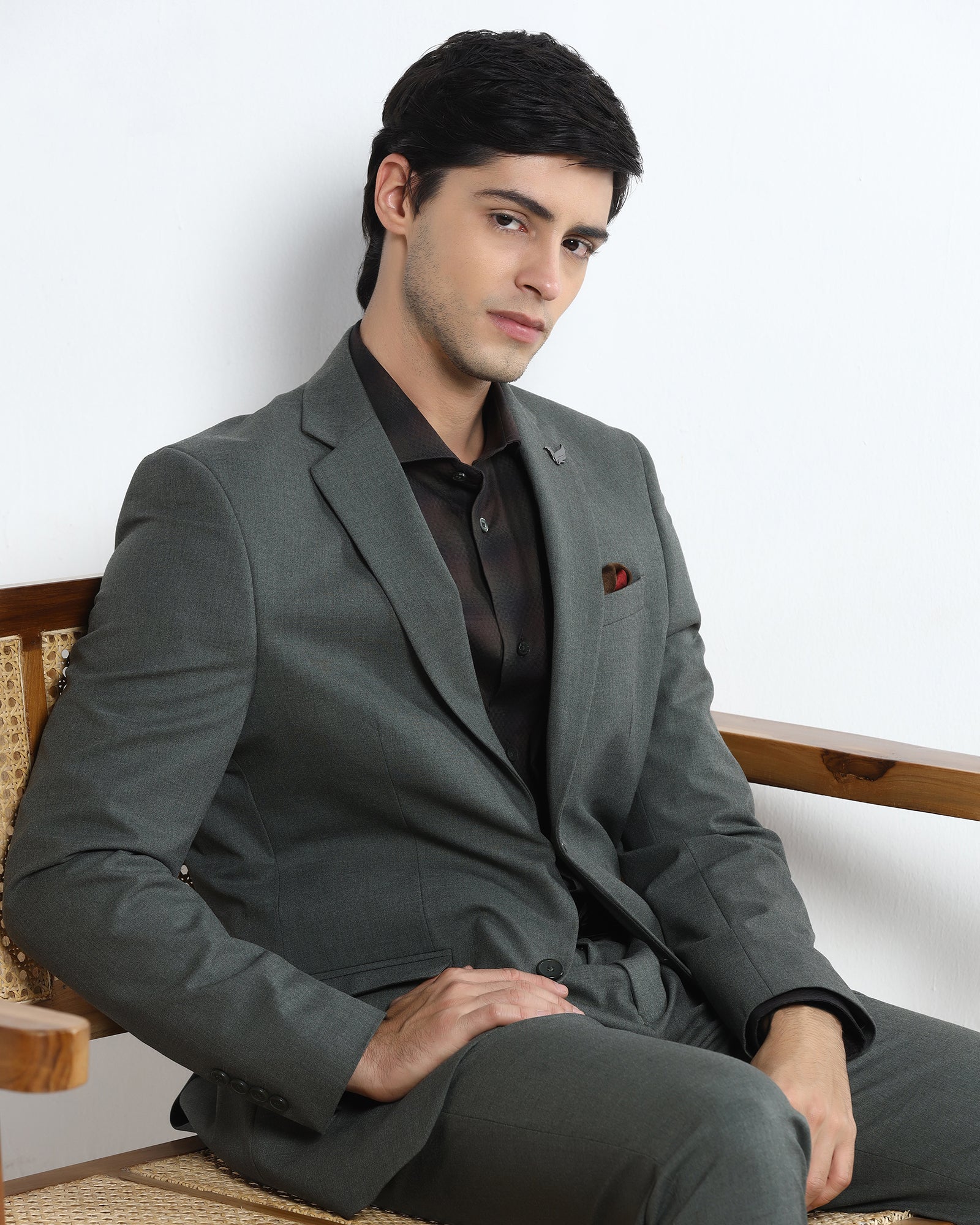 Olive Two Piece Solid Suit - Hedra