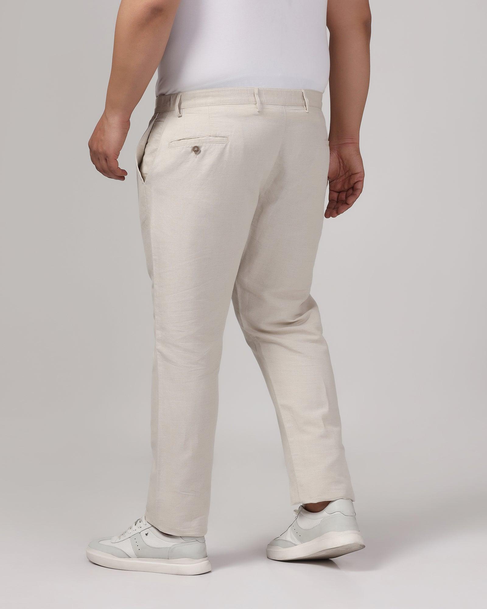 Linen Must Haves Slim Comfort B-95 Casual Beige Solid Khakis - Kinsley - Blackberrys