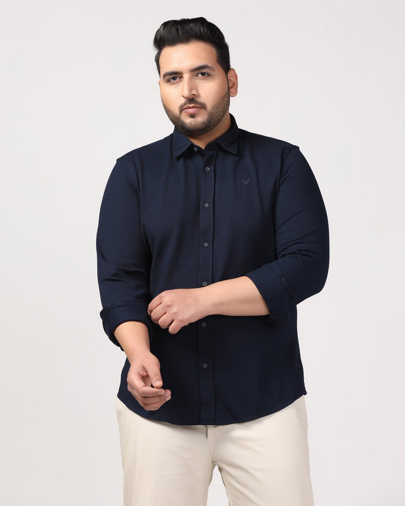 Casual Navy Solid Shirt - Pareto